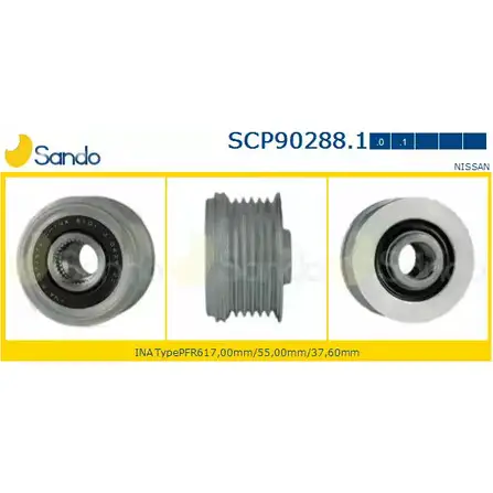 Шкив генератора SANDO X9OWZU 1198320264 SCP90288.1 MX E7I9 изображение 0
