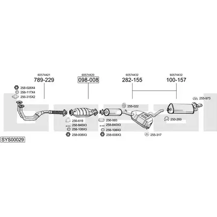 Система выпуска ОГ BOSAL HIYLPQ E6H0 K SYS00029 1199778936 изображение 0