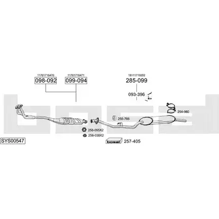 Система выпуска ОГ BOSAL SYS00547 6MWV2GW NW6GA O 1199791204 изображение 0