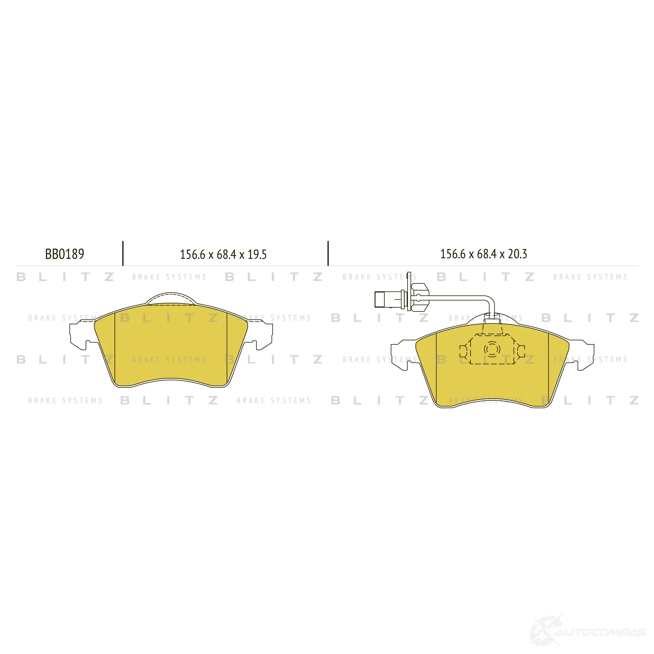 Тормозные колодки передние с датчиком BLITZ 1422986618 3NIB 80S bb0189 - Изображение 1