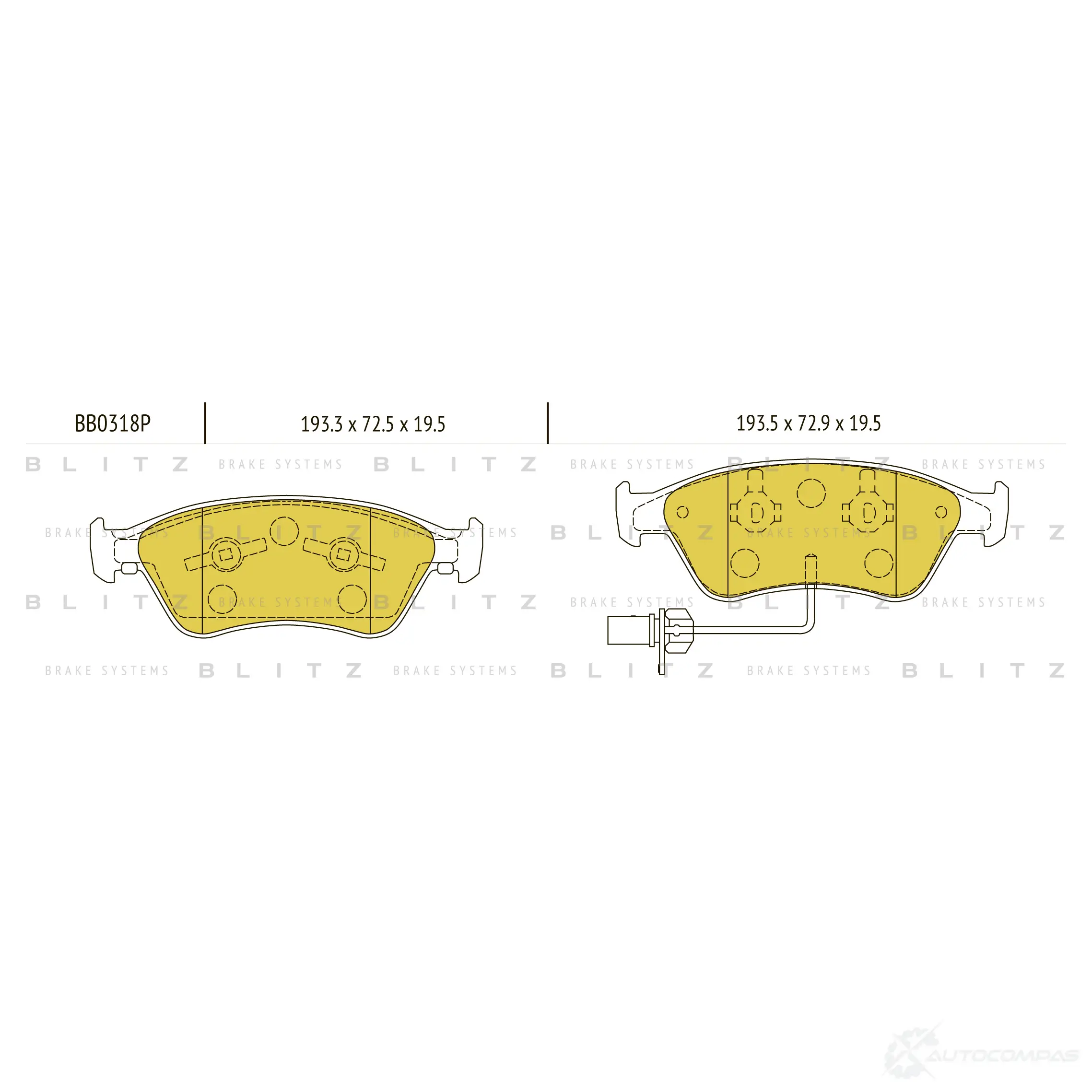 Тормозные колодки передние с датчиком BLITZ S85J6 9 bb0318p 1422986592 - Изображение 1