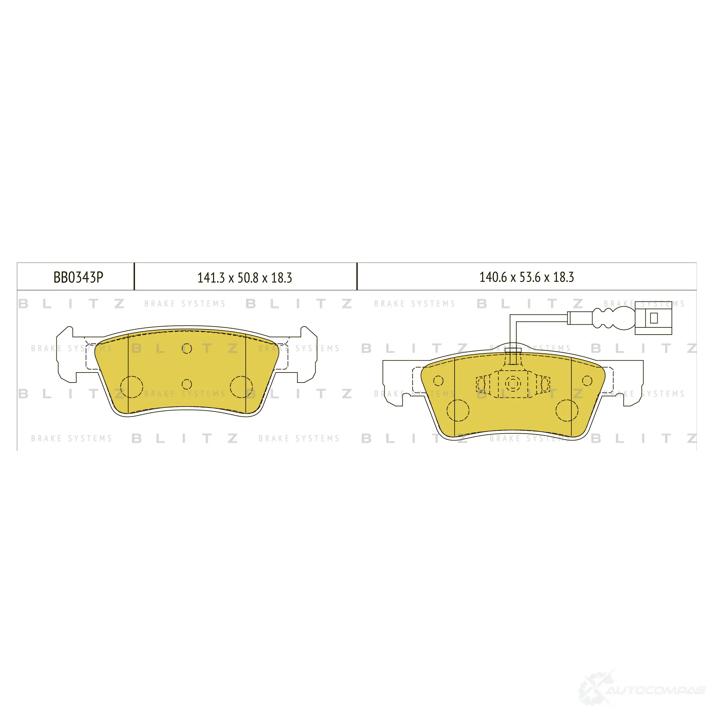Тормозные колодки задние с датчиком BLITZ UKZH WLB bb0343p 1422986626 - Изображение 1