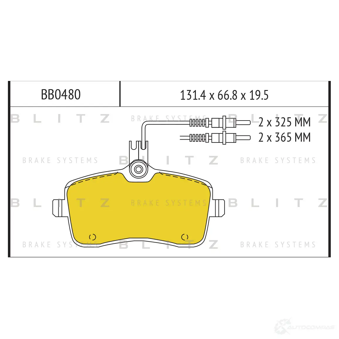 Тормозные колодки передние с датчиком BLITZ bb0480 1422986441 WF NQA изображение 0