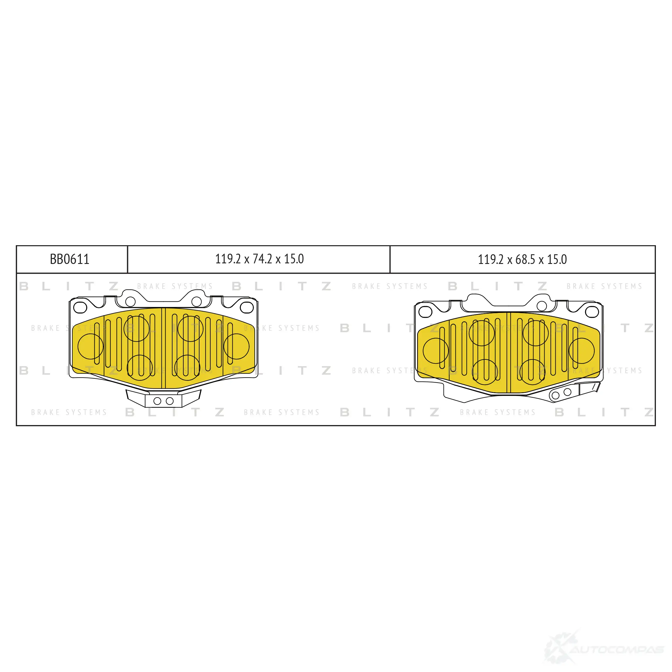 Тормозные колодки передние BLITZ F VE1L bb0611 1439828115 изображение 0