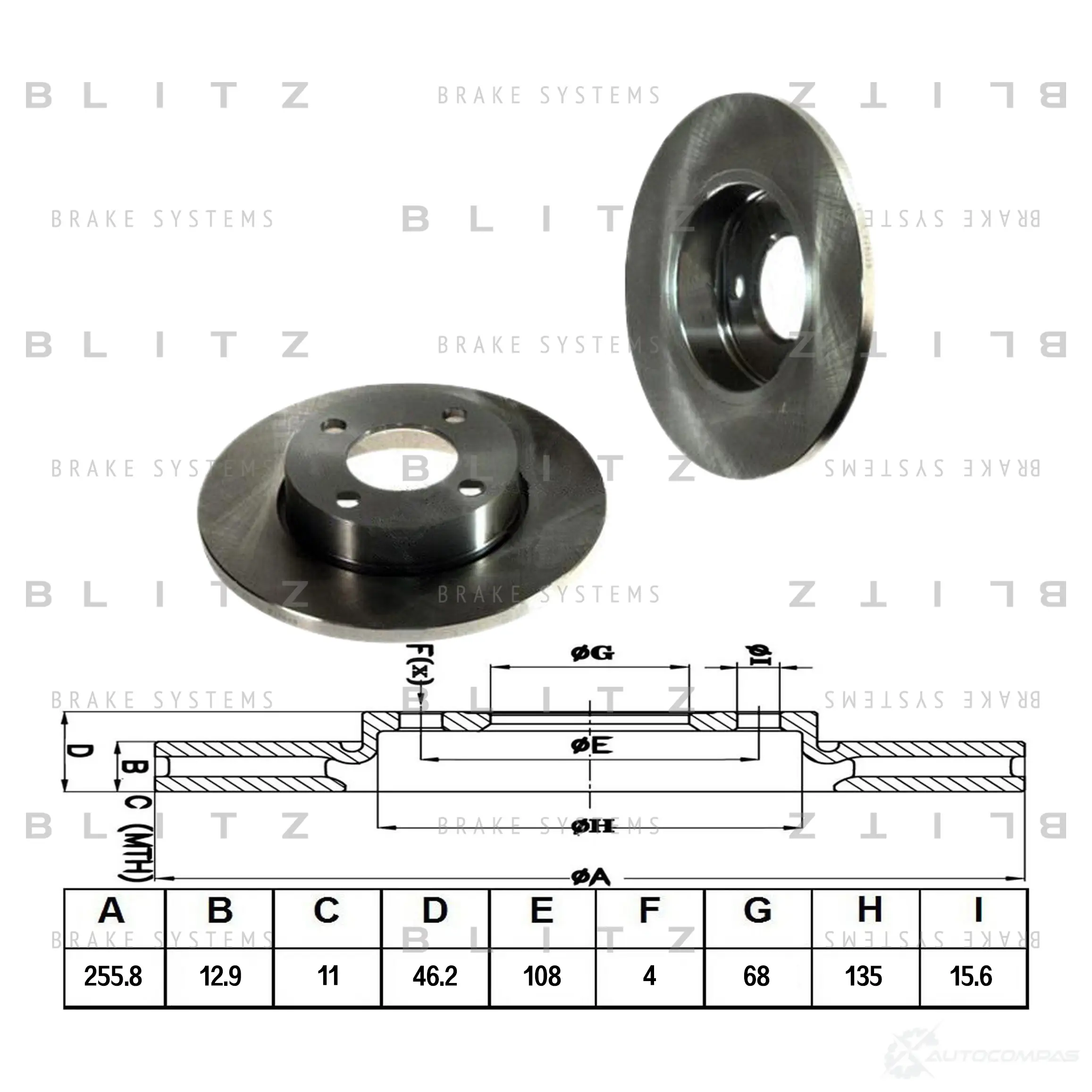 Тормозной диск передний сплошной BLITZ ZP 99MB bs0100 1422986583 изображение 0