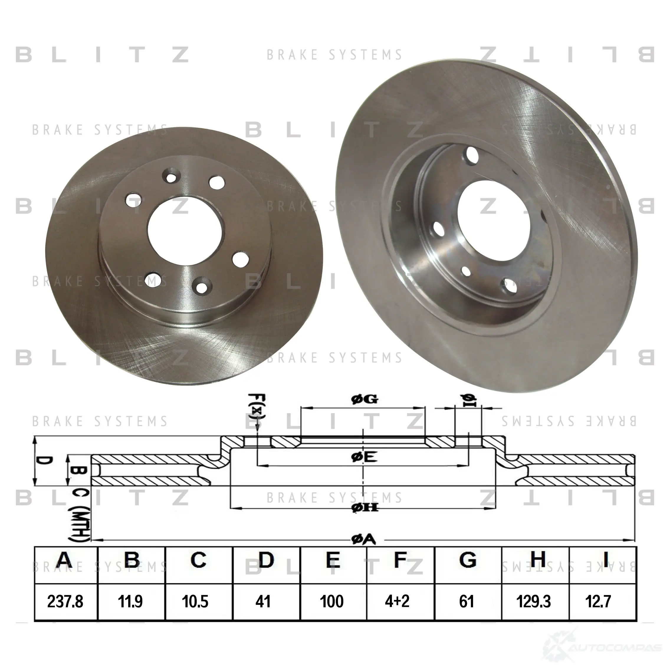 Тормозной диск передний сплошной BLITZ 1422986472 XDSF N6L bs0104 изображение 0