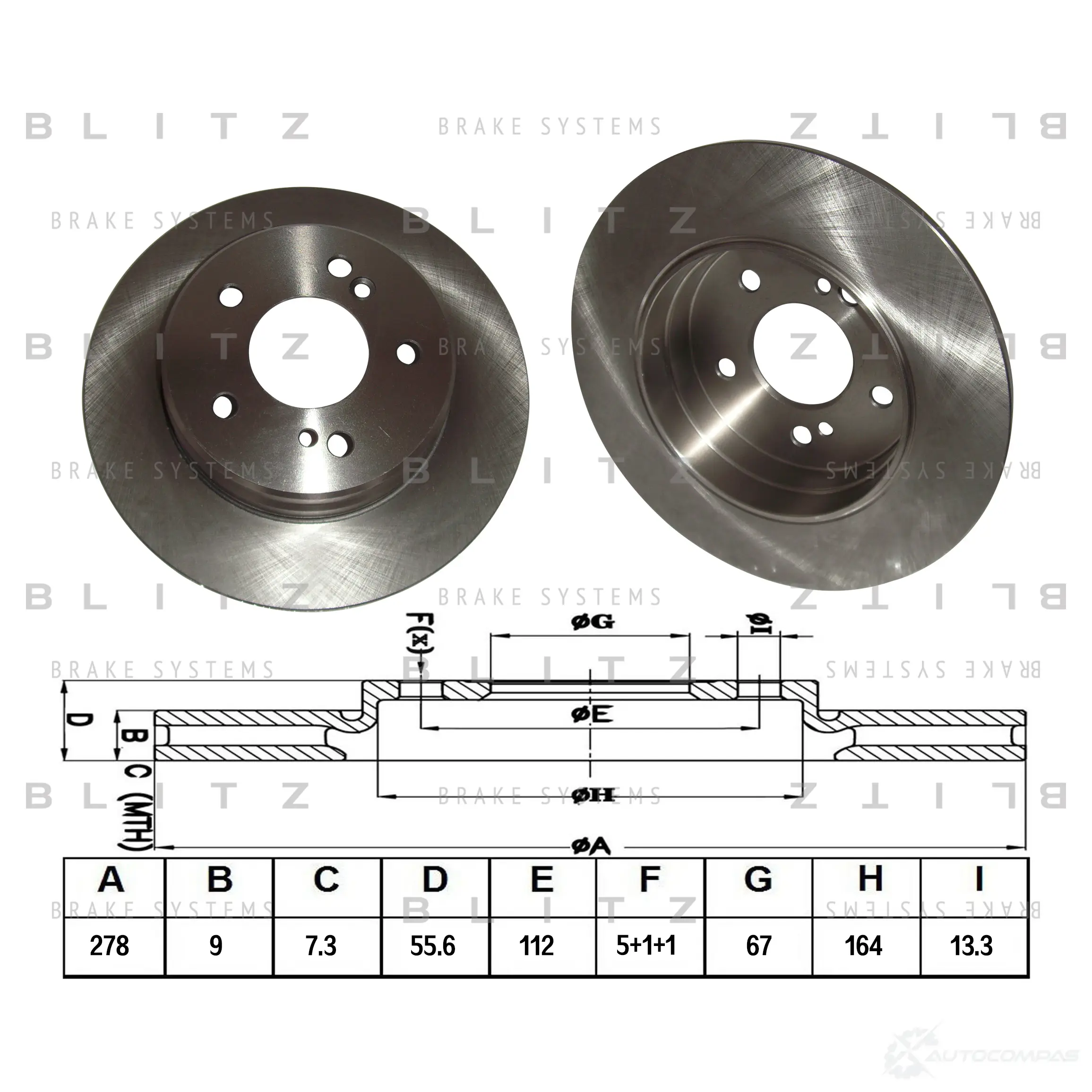 Тормозной диск задний сплошной BLITZ 6HZ OO1 1422985901 bs0111 изображение 0