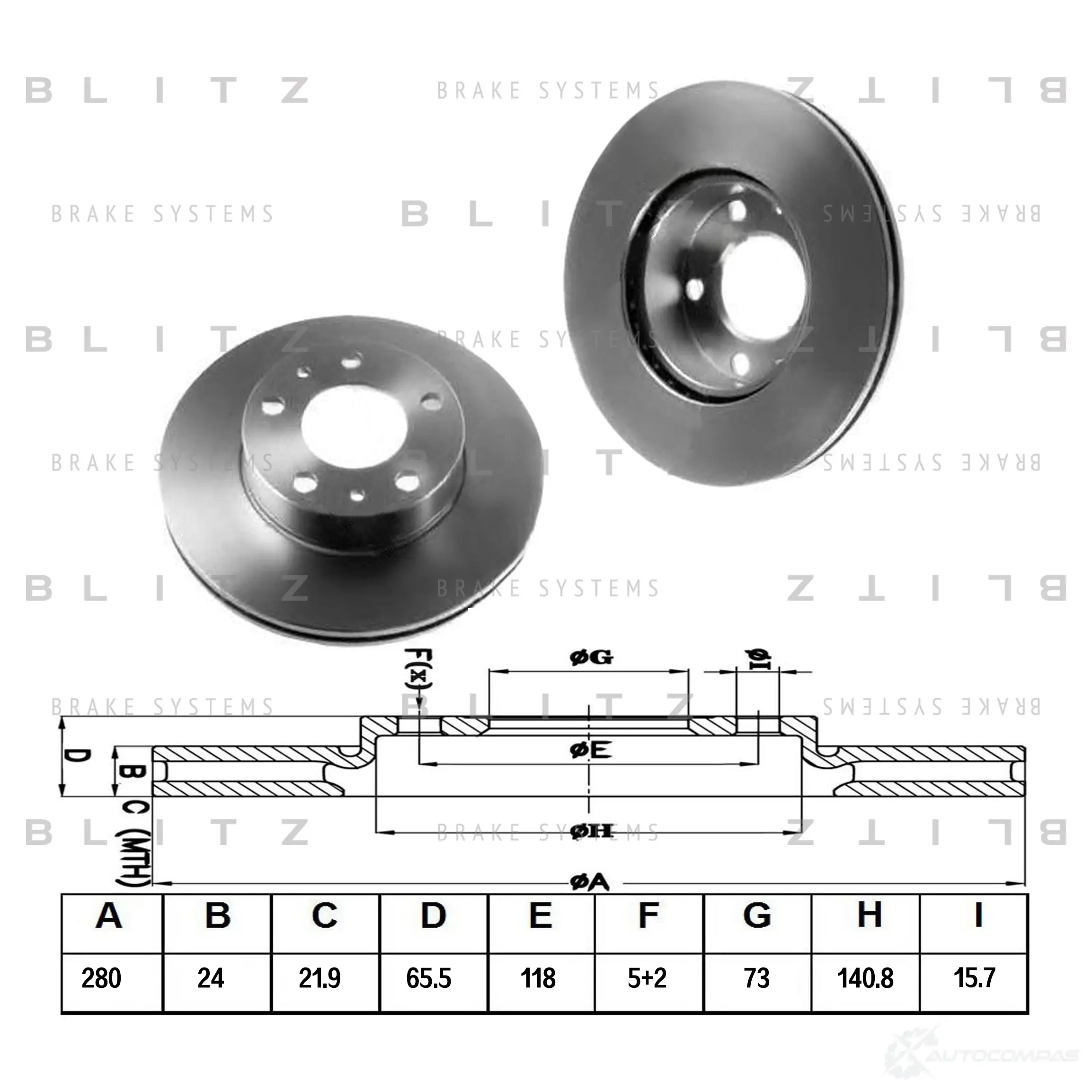 Тормозной диск передний вентилируемый BLITZ bs0120 1422985914 U HGGIE изображение 0