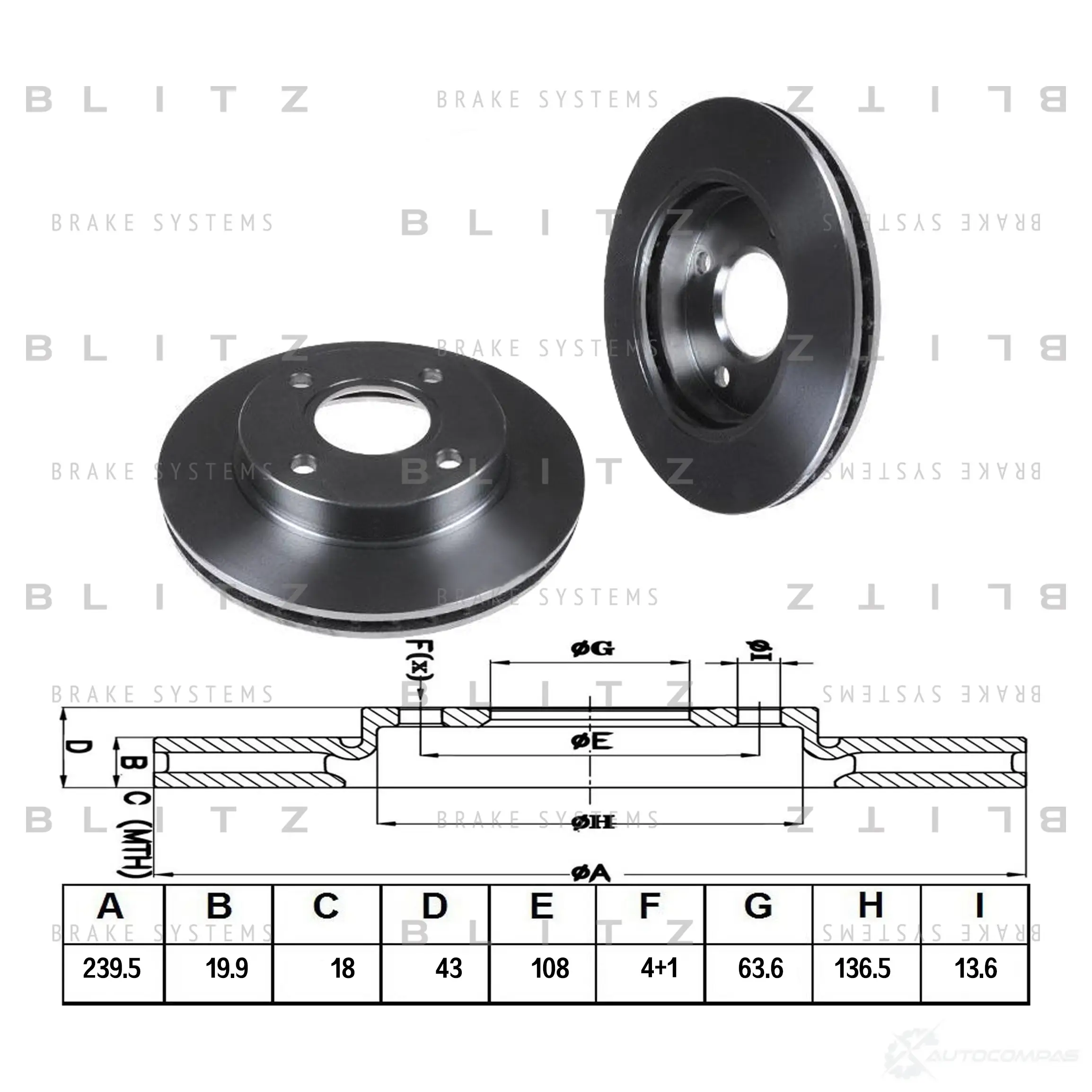 Тормозной диск передний вентилируемый BLITZ bs0125 5 QA5D 1422985995 изображение 0