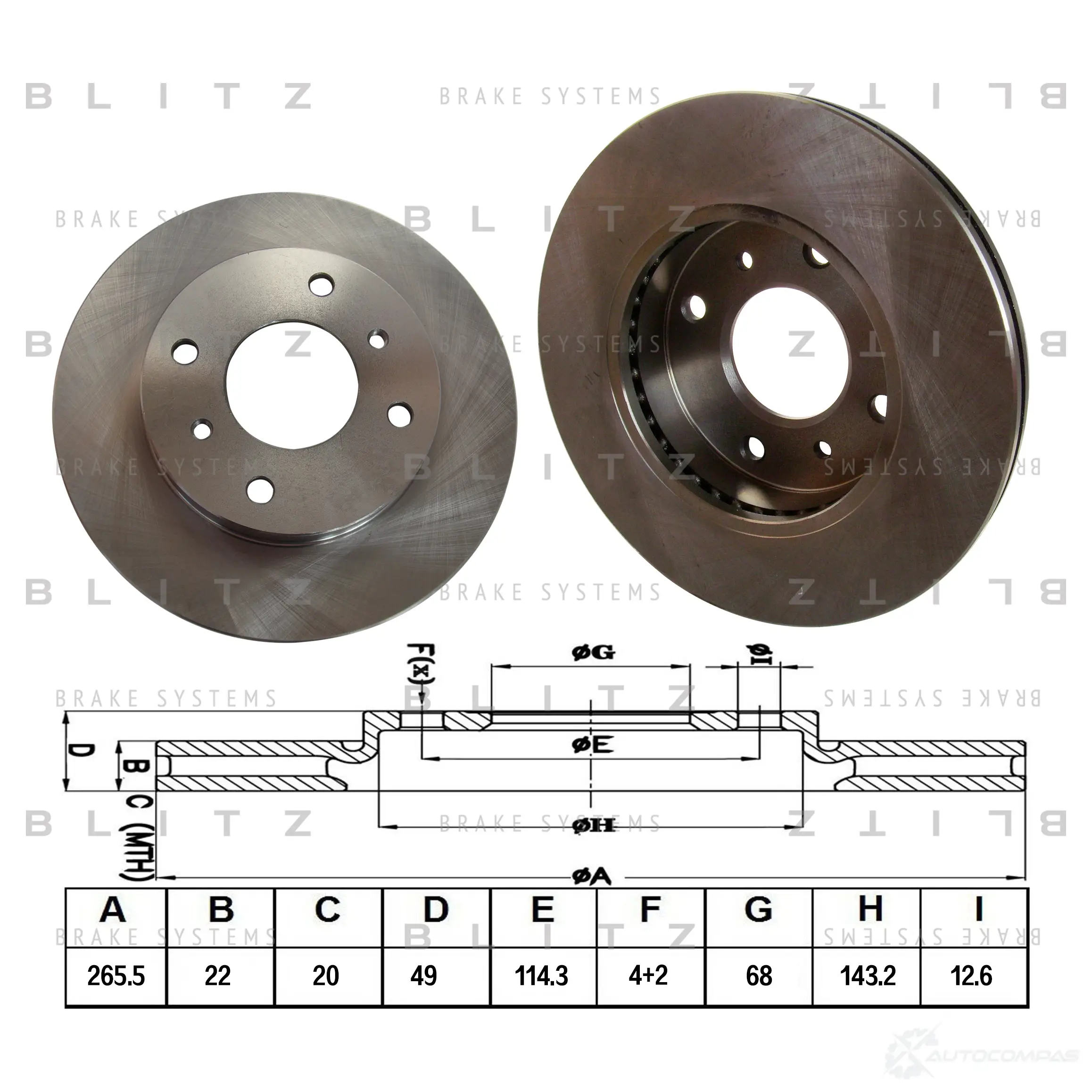 Тормозной диск передний вентилируемый BLITZ bs0132 K381A D 1422986377 изображение 0
