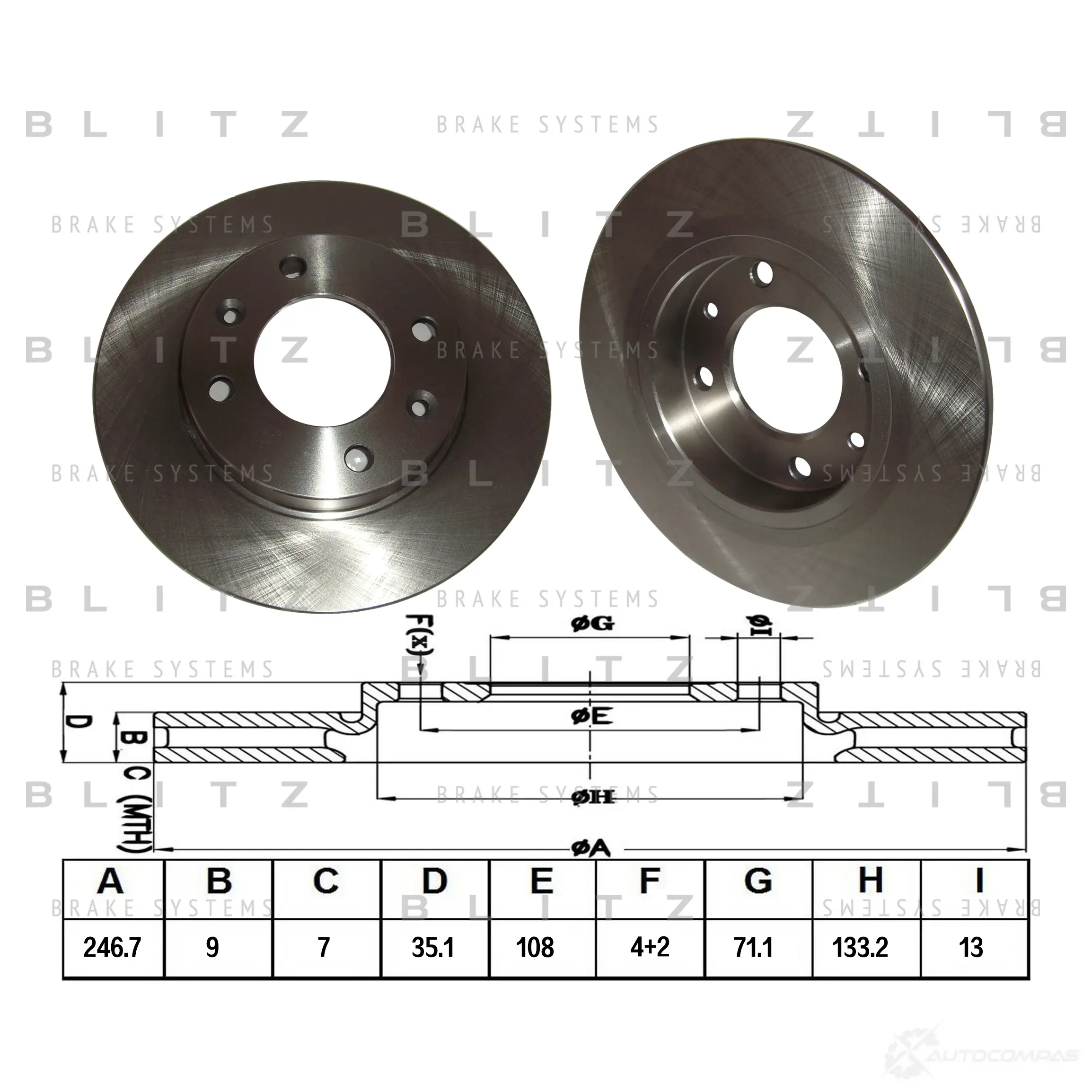 Тормозной диск задний сплошной BLITZ 1422985929 bs0134 JQ2 K5RN изображение 0