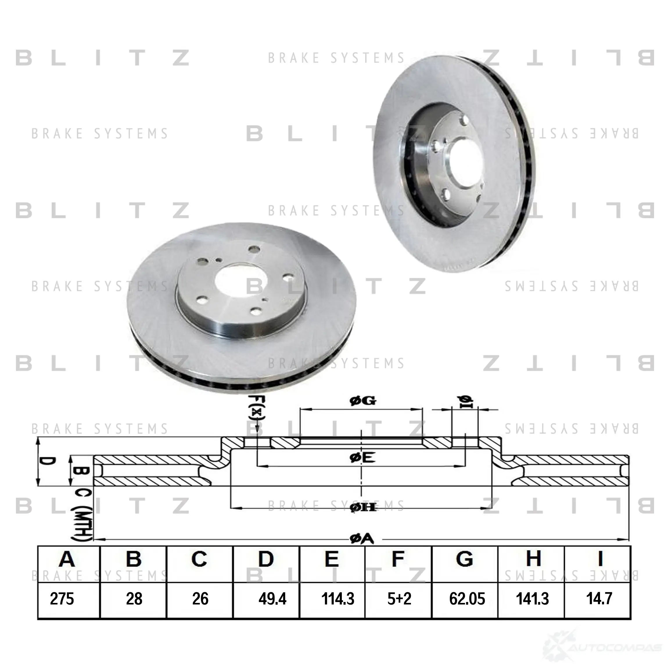 Тормозной диск передний вентилируемый BLITZ G CU48 bs0137 1422986230 изображение 0