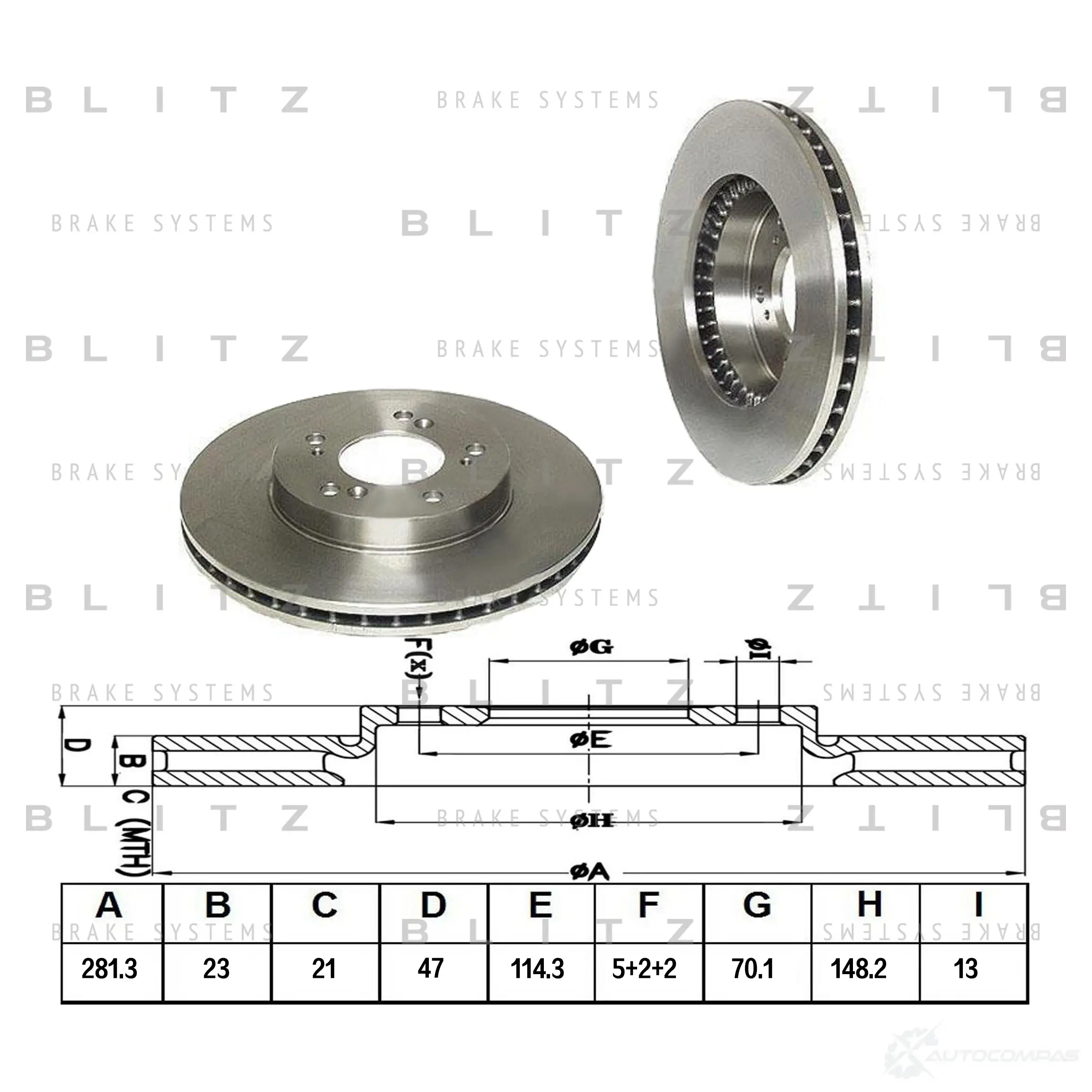Тормозной диск передний вентилируемый BLITZ MA0L YA 1422986107 bs0140 изображение 0