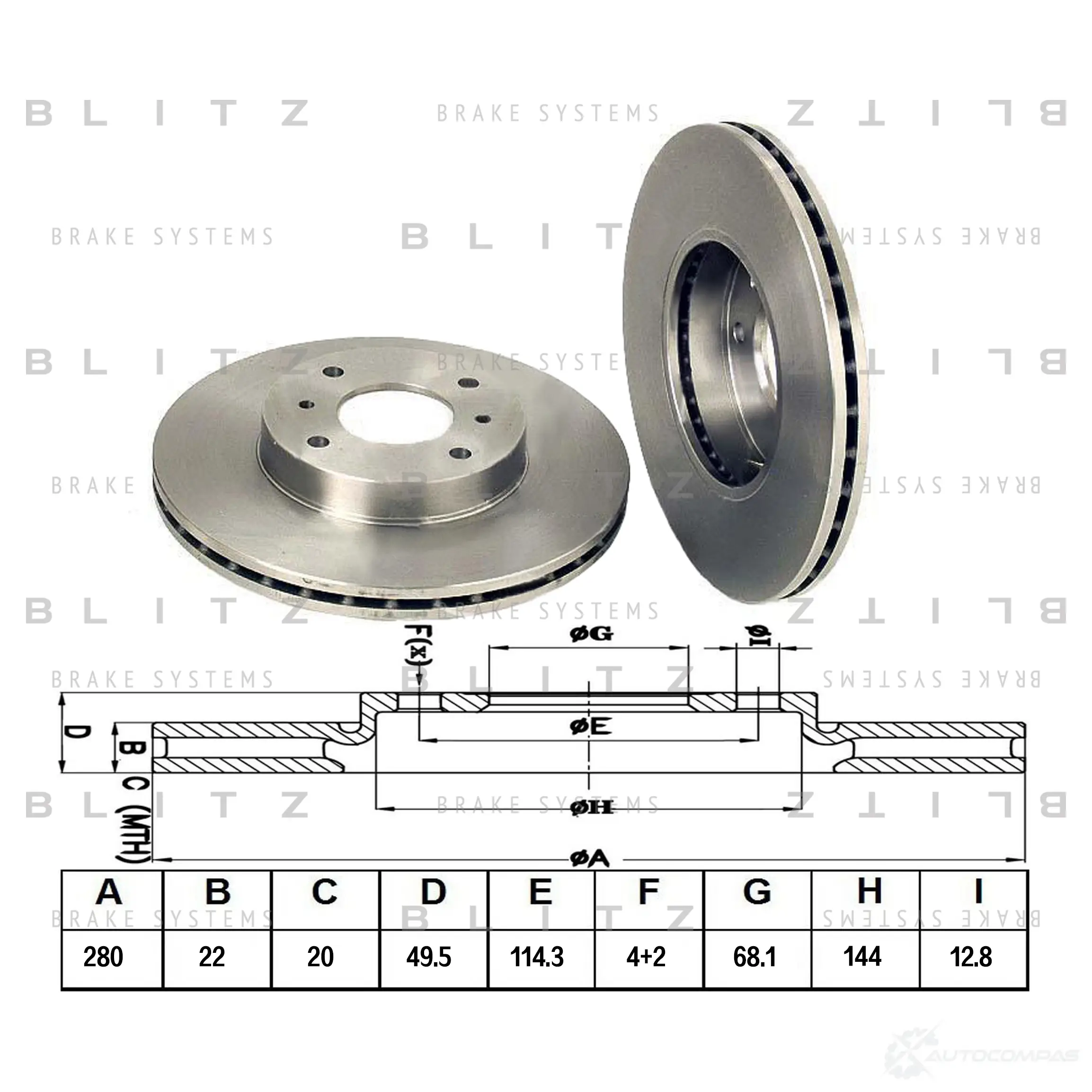 Тормозной диск передний вентилируемый BLITZ bs0142 ILV1O O 1422986374 изображение 0