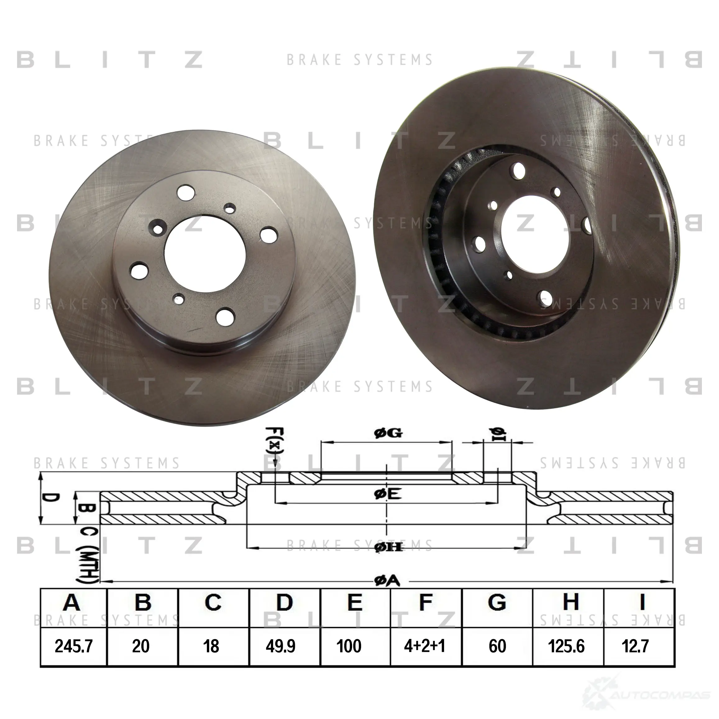 Тормозной диск передний вентилируемый BLITZ bs0147 B4T 5L 1422986495 - Изображение 1