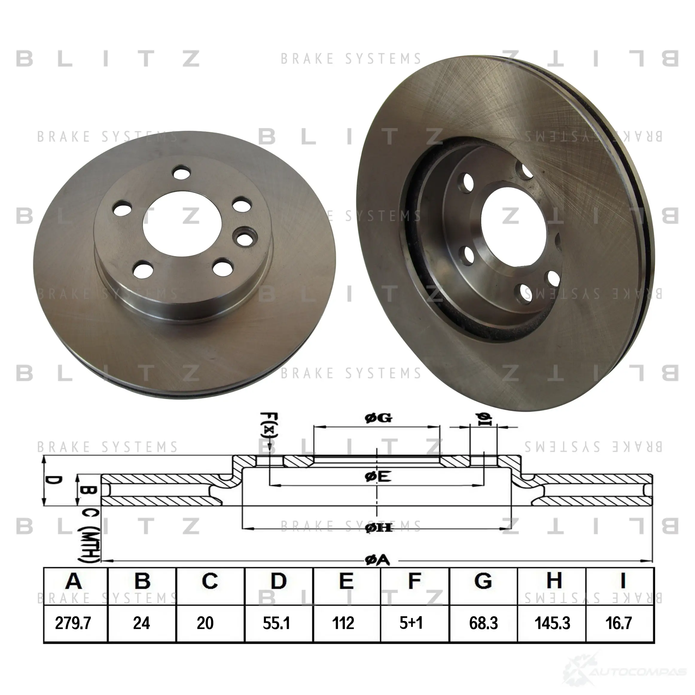 Тормозной диск передний вентилируемый BLITZ 1422986613 M4 SUCJ bs0149 изображение 0