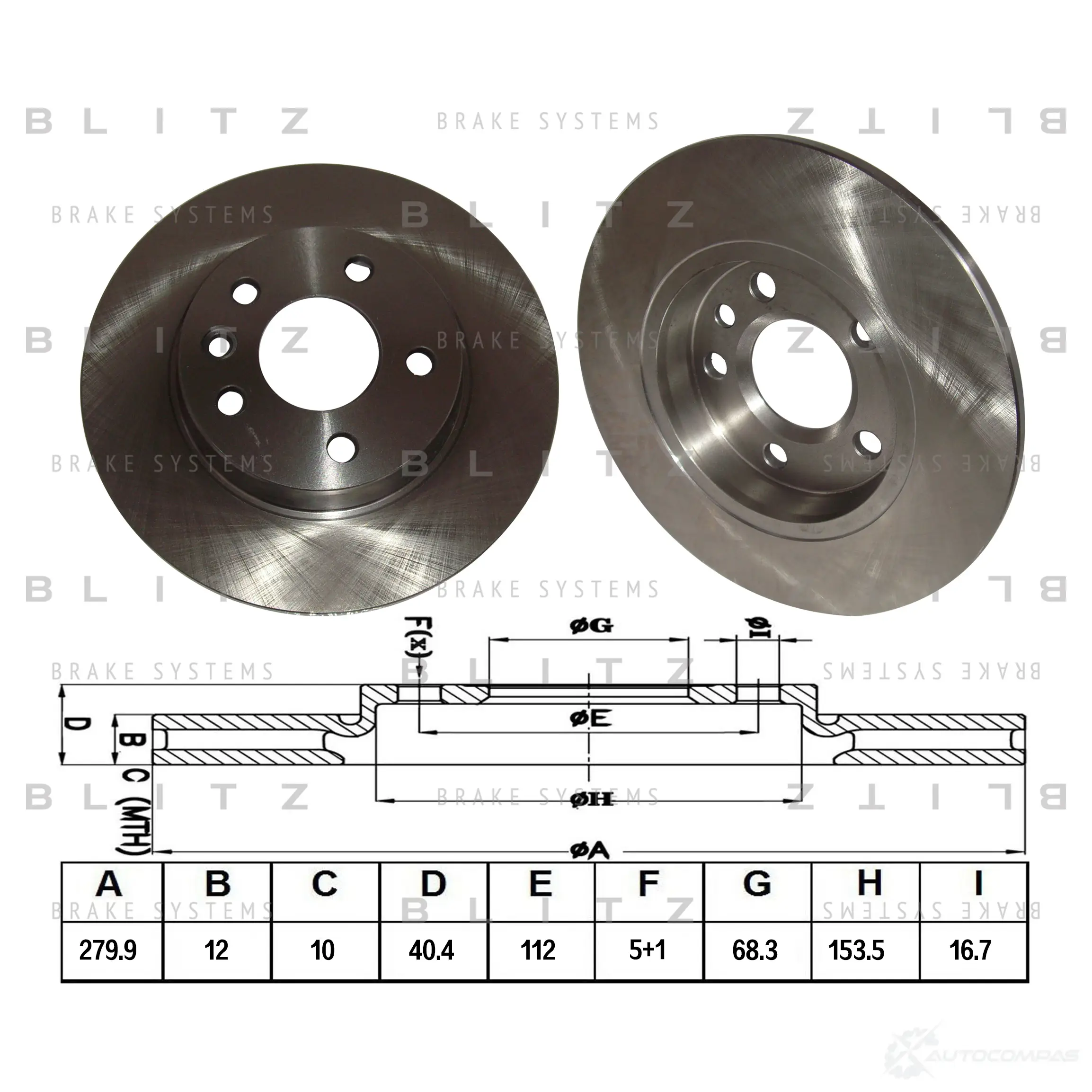 Тормозной диск задний сплошной BLITZ 4JO QM1K 1422986614 bs0157 изображение 0