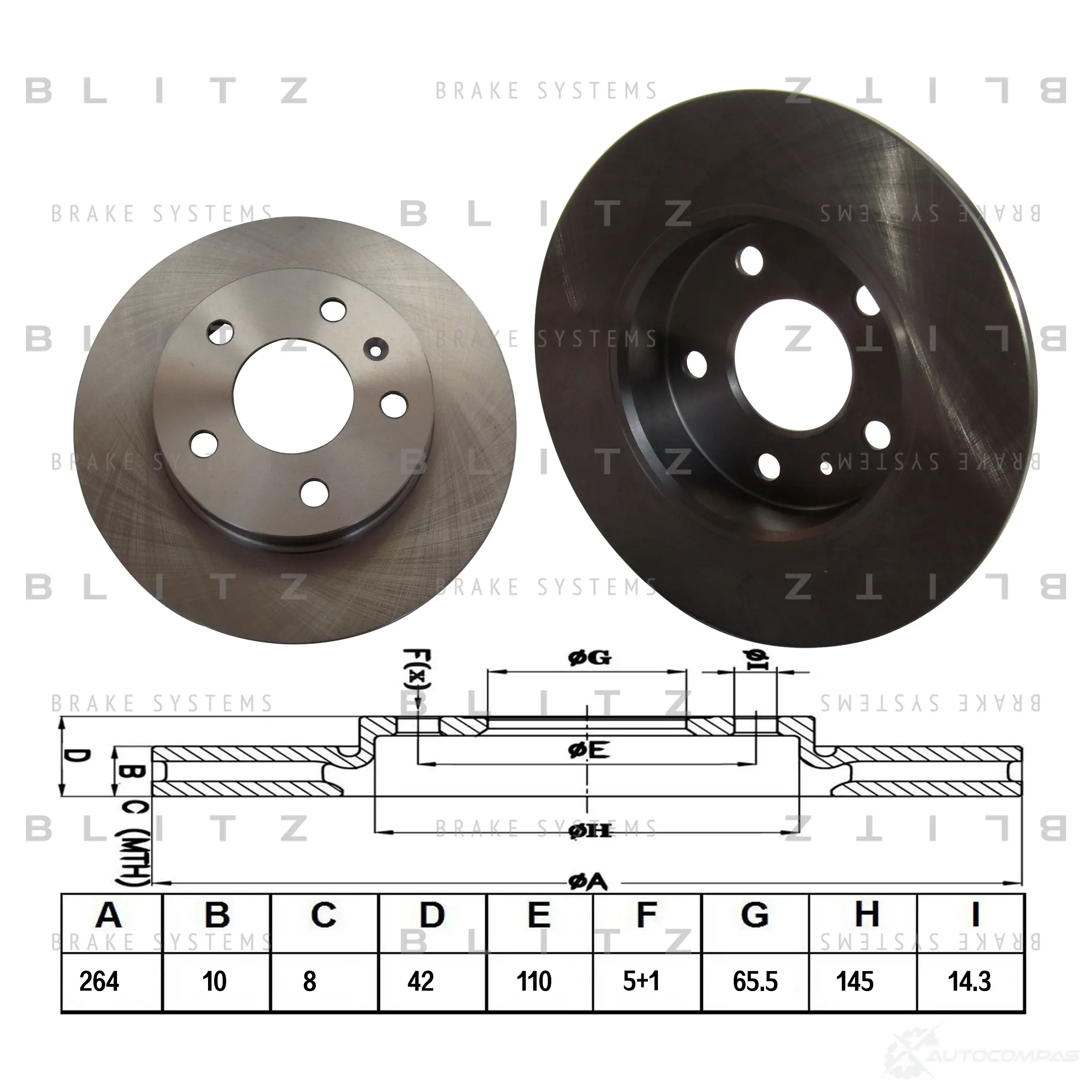 Тормозной диск задний сплошной BLITZ bs0159 1422986054 O0GQ 1A изображение 0