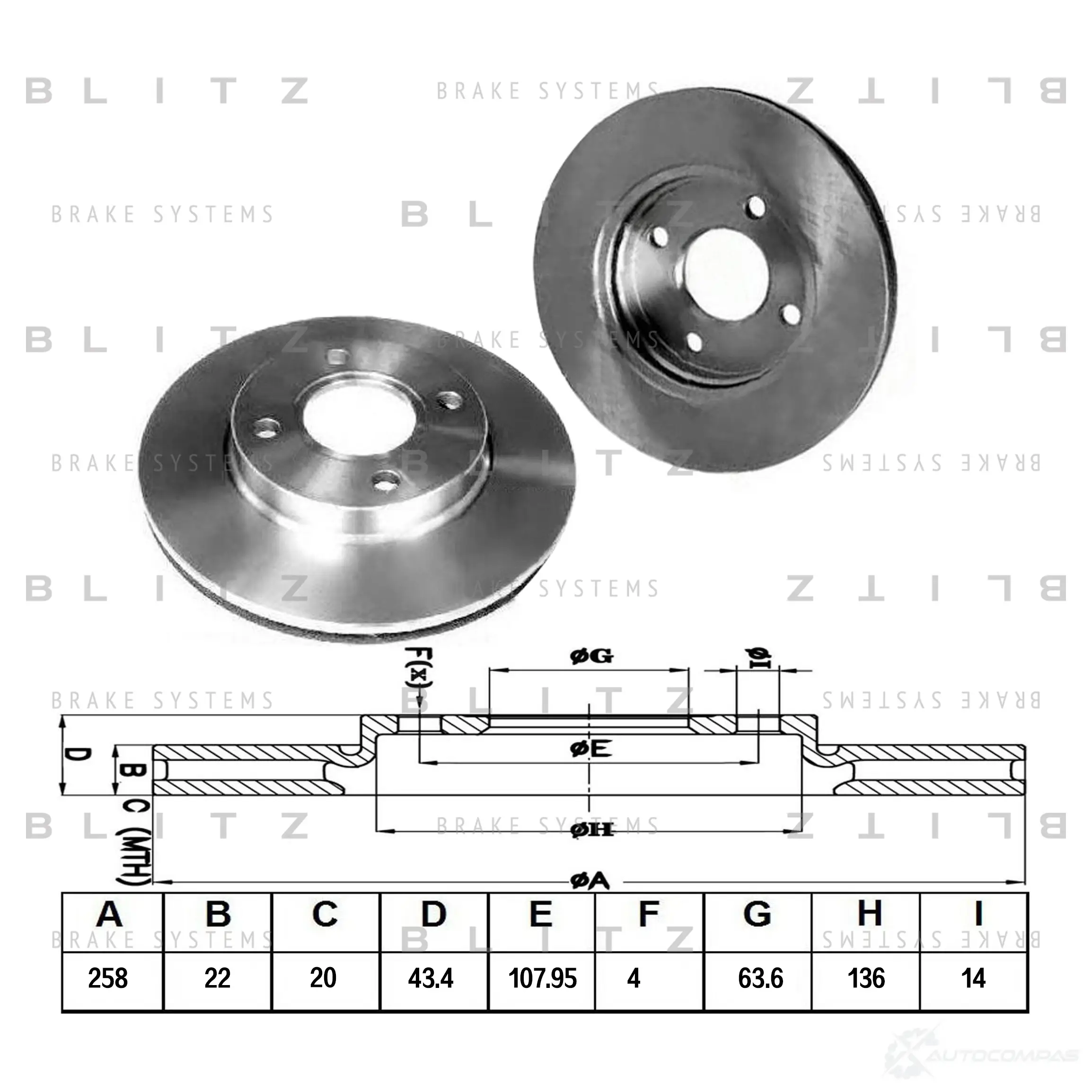 Тормозной диск передний вентилируемый BLITZ 1422986007 41NG U bs0162 изображение 0