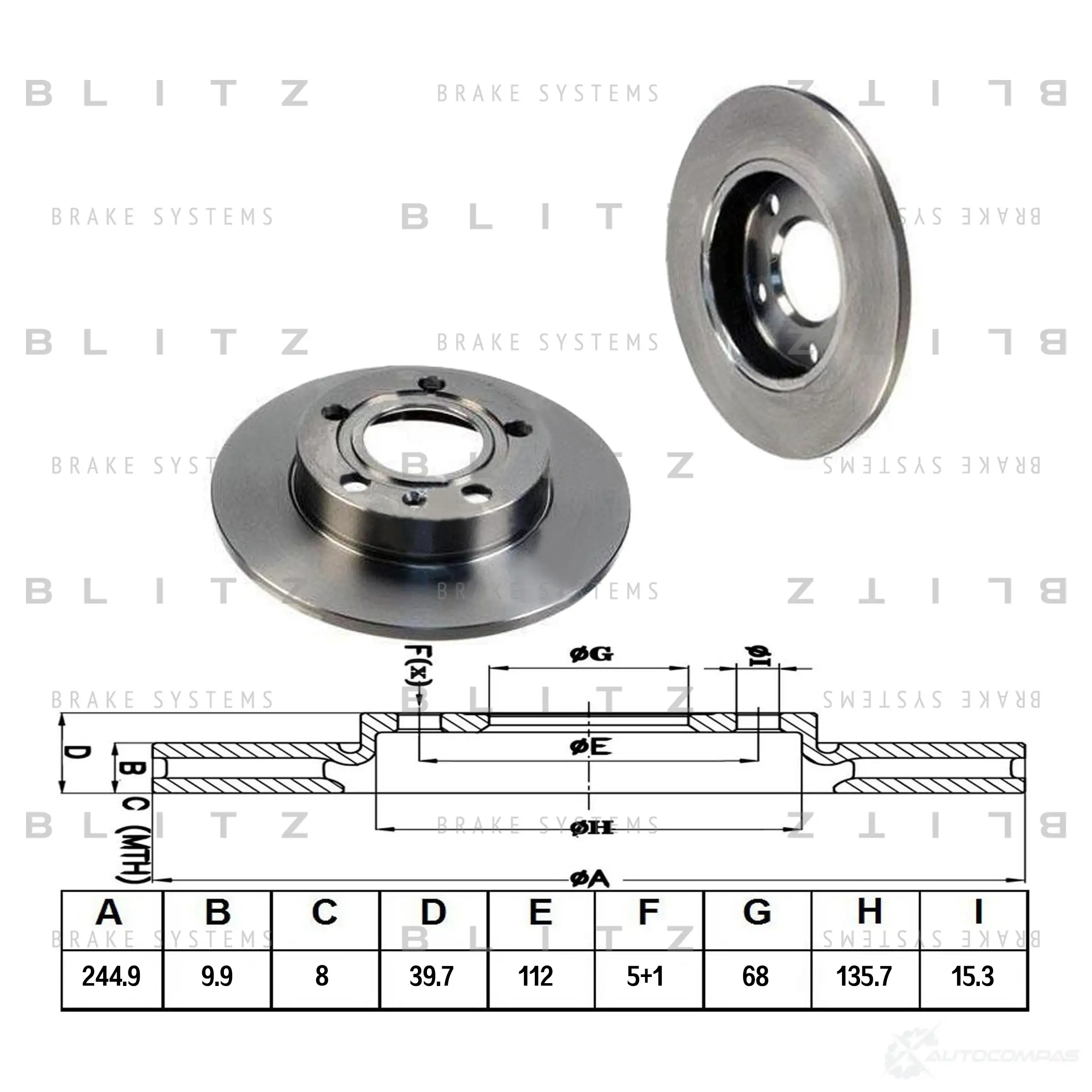 Тормозной диск задний сплошной BLITZ bs0168 1422986629 6L RTOC изображение 0