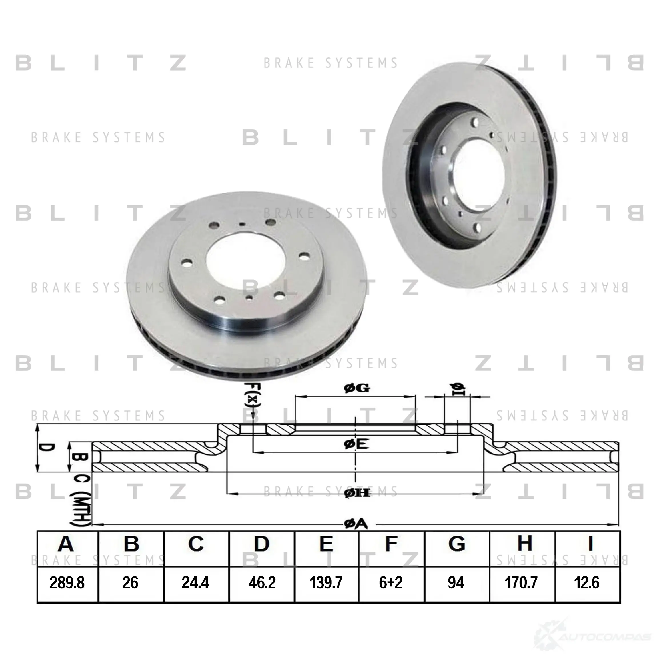 Тормозной диск передний вентилируемый BLITZ bs0169 B5 KFS 1422986358 изображение 0