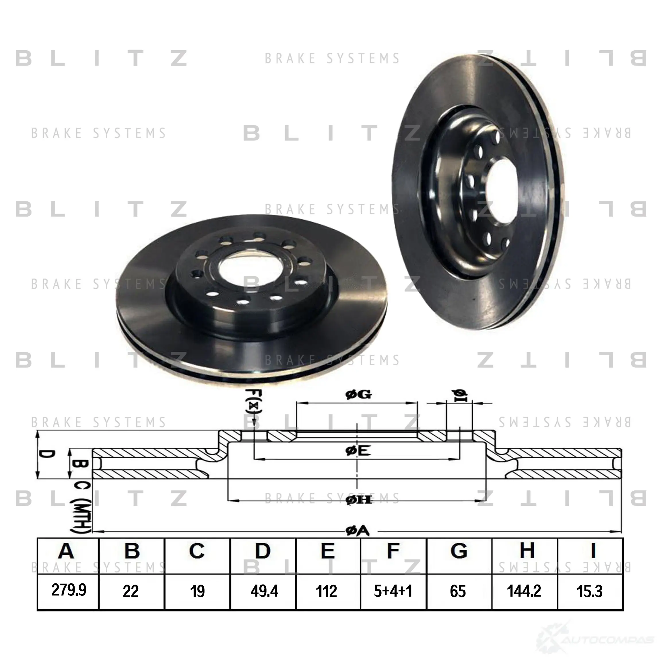Тормозной диск передний вентилируемый BLITZ bs0185 1422986555 V 5ZAD09 изображение 0