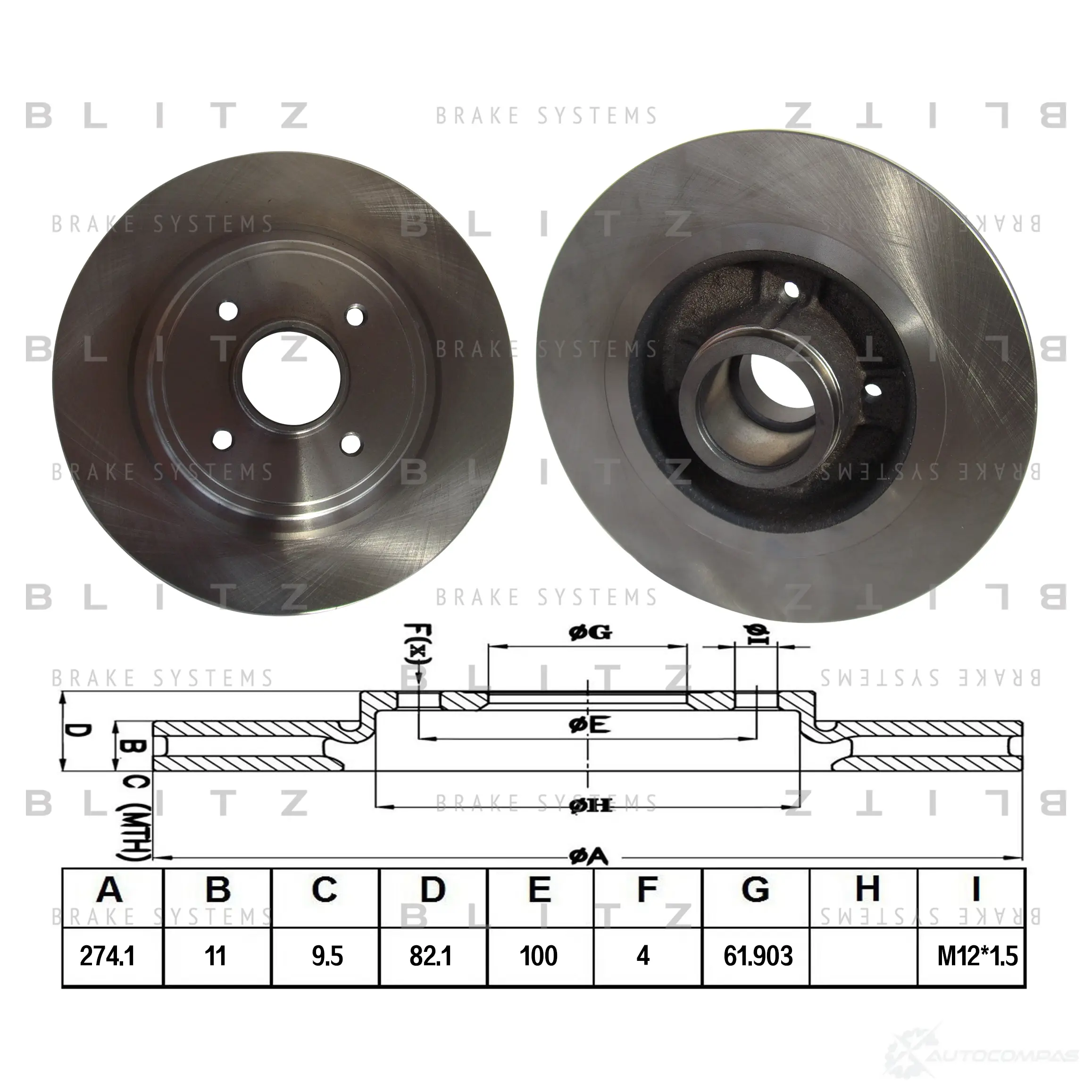 Тормозной диск задний сплошной BLITZ 1422986476 5 Z56L3 bs0188 изображение 0