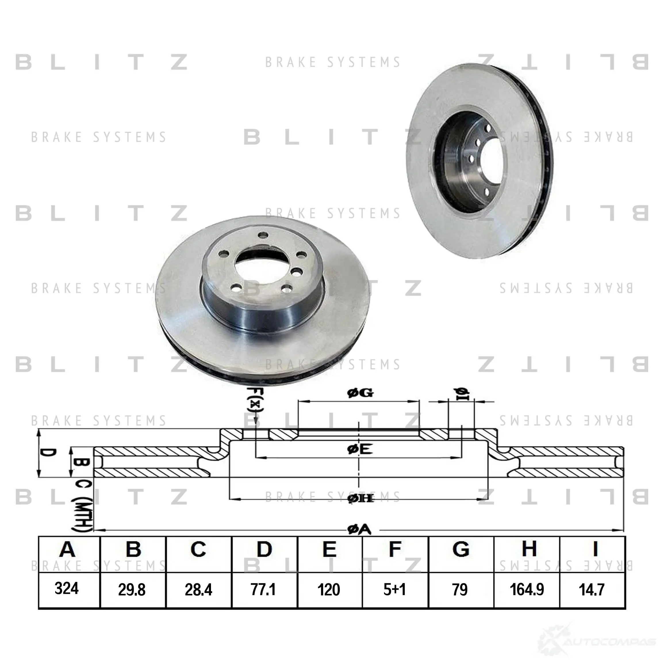 Тормозной диск передний вентилируемый BLITZ OJ C9IX bs0189 1422985848 изображение 0