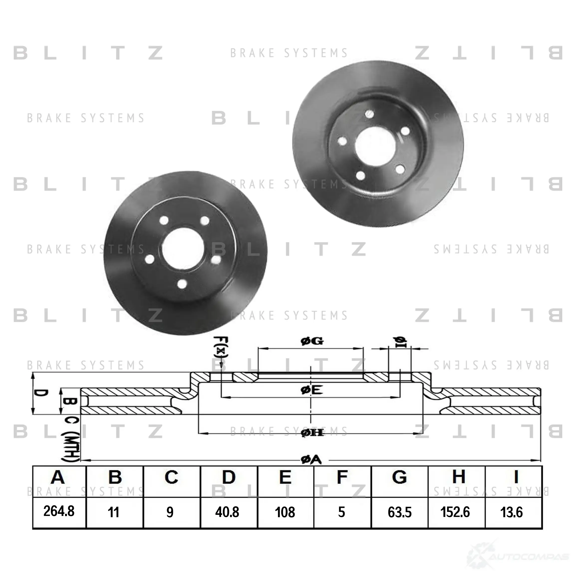 Тормозной диск задний сплошной BLITZ 1422986010 RLS 4XZ bs0201 изображение 0