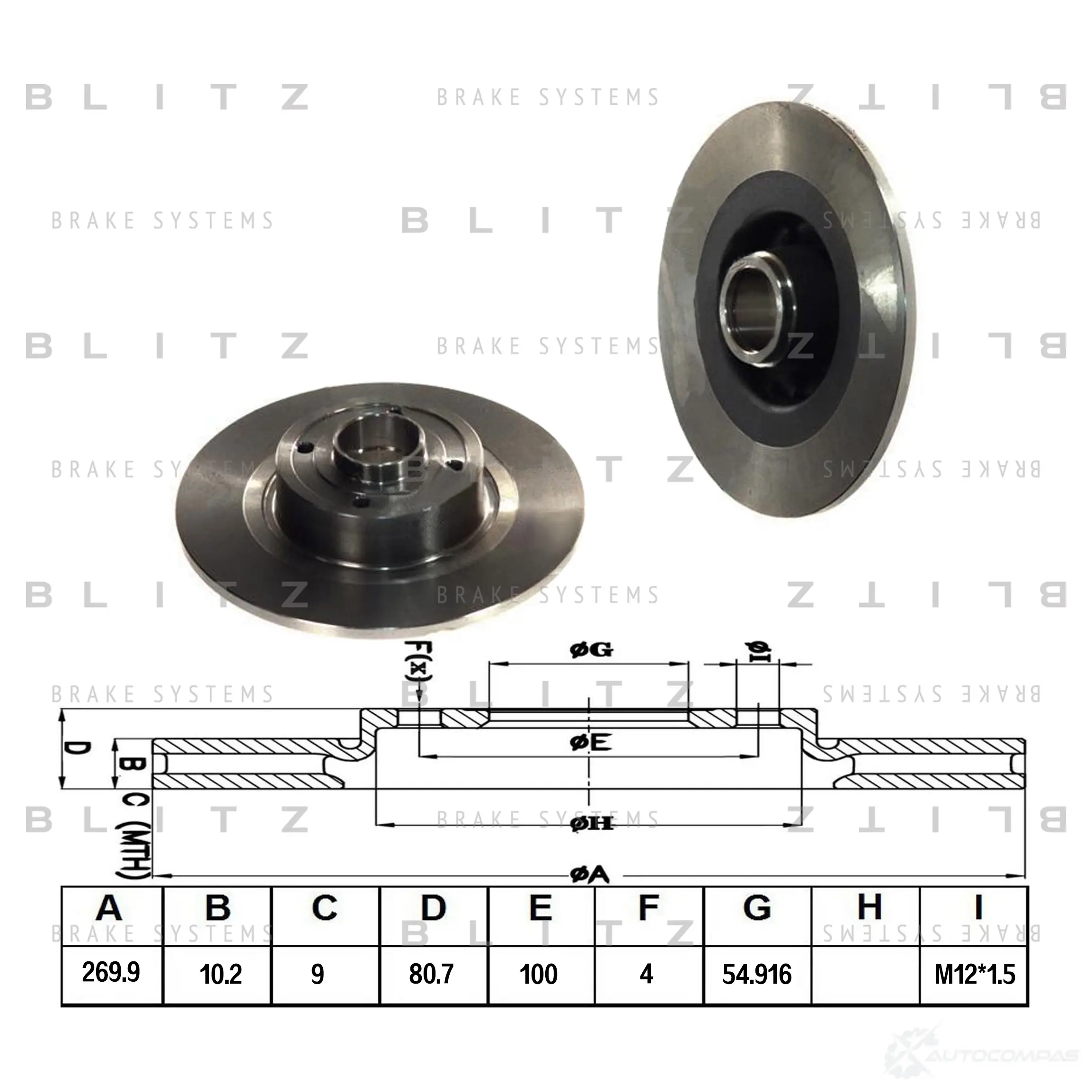 Тормозной диск задний сплошной BLITZ bs0208 1422986478 3F L2XR изображение 0