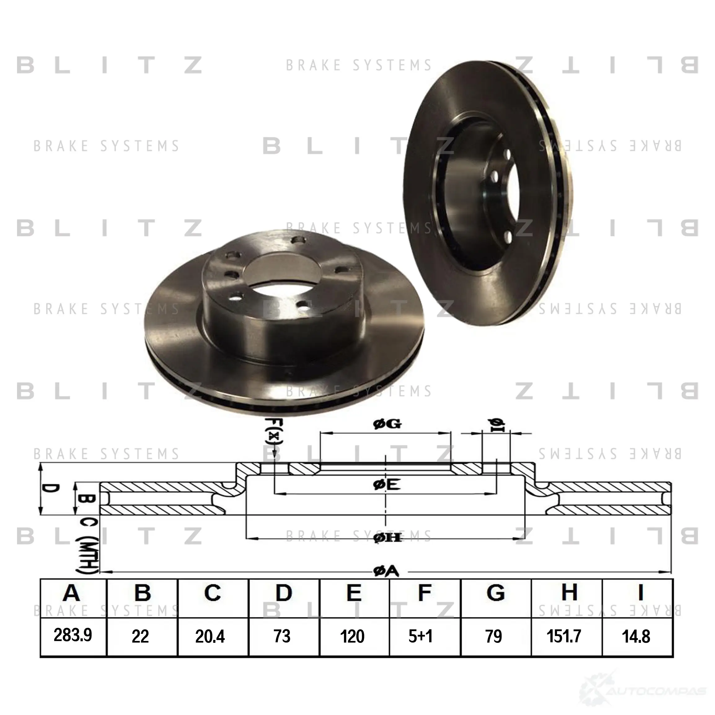 Тормозной диск передний вентилируемый BLITZ bs0213 2E4BX7 S 1422985849 - Изображение 1