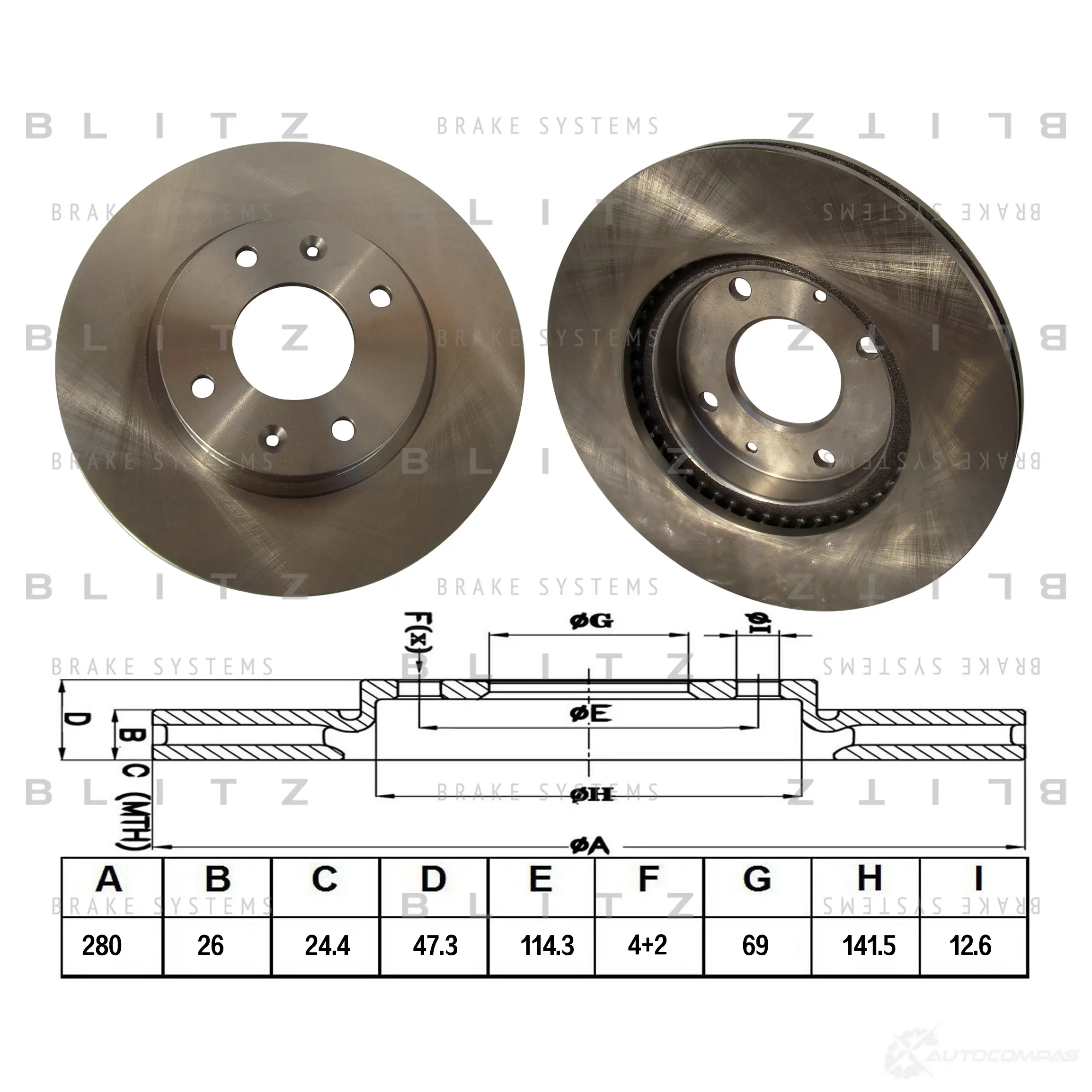 Тормозной диск передний вентилируемый BLITZ 1422986120 bs0218 NQ92 PA6 изображение 0