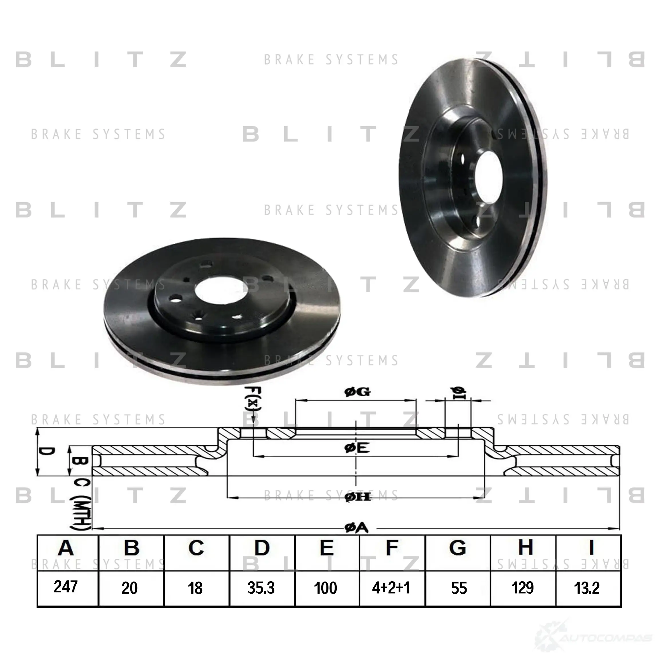 Тормозной диск передний вентилируемый BLITZ 1422985872 bs0219 5556 H изображение 0