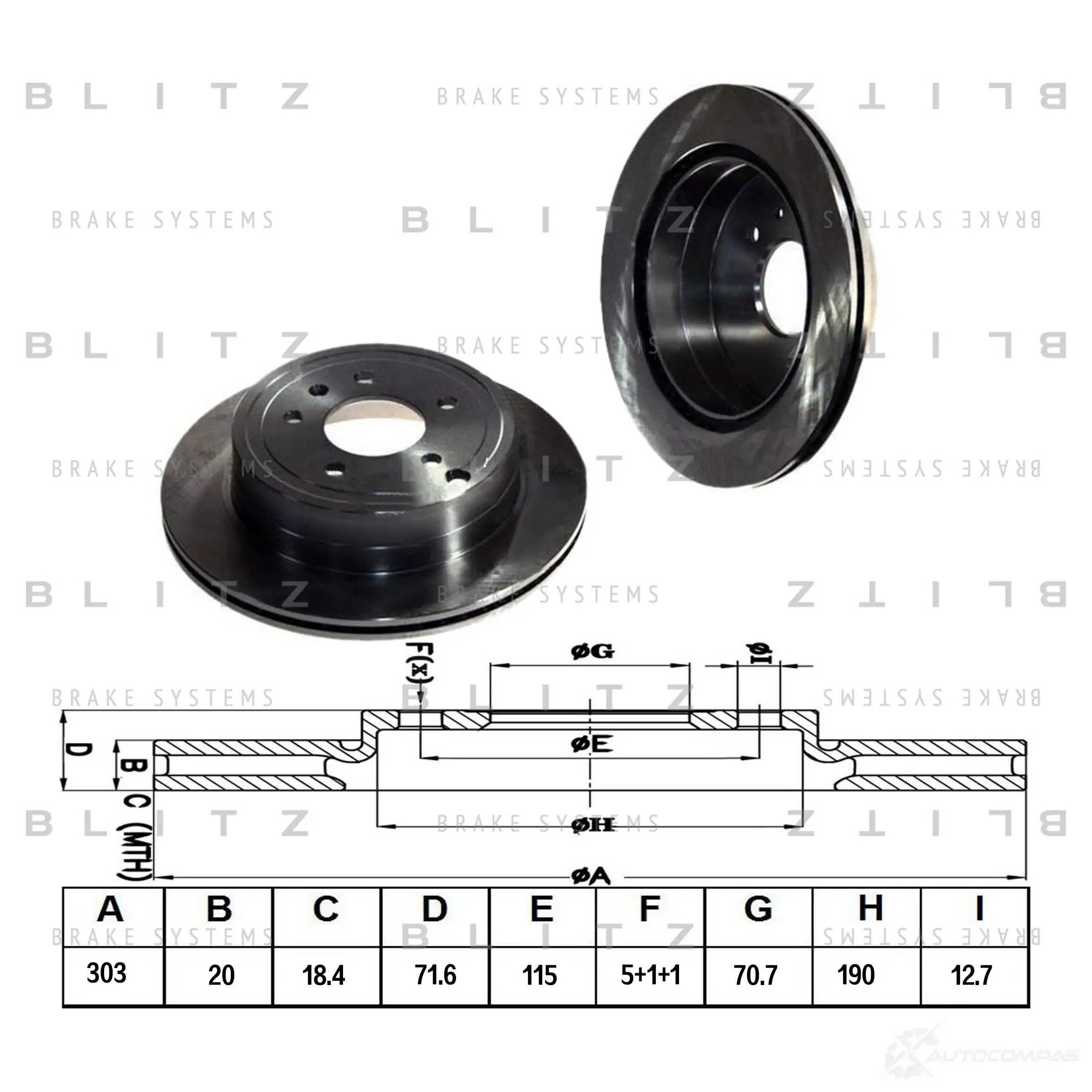 Тормозной диск задний вентилируемый BLITZ bs0228 1422986070 E FC3JG изображение 0