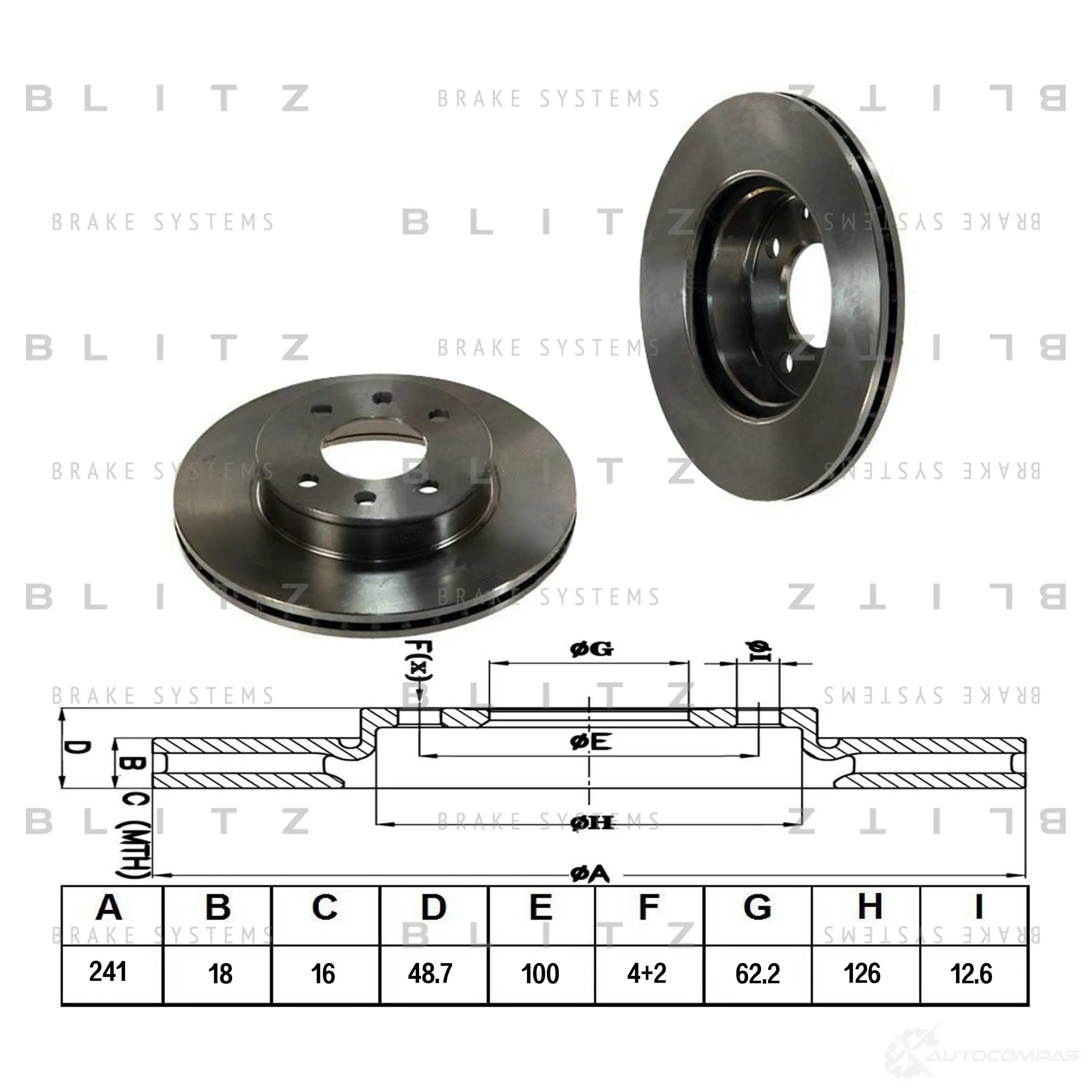 Тормозной диск передний вентилируемый BLITZ bs0230 1422986119 XV AYF8Y изображение 0
