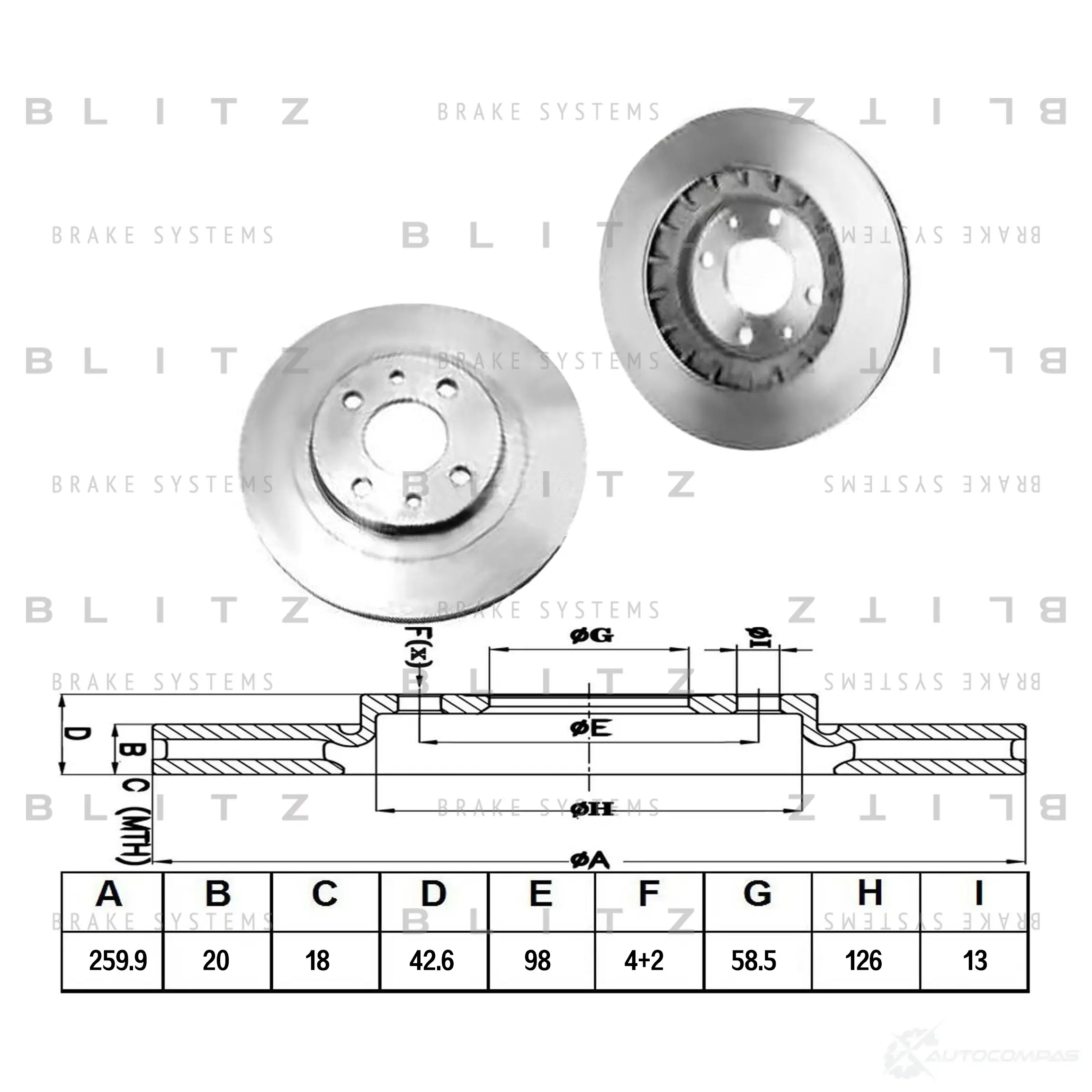 Тормозной диск передний вентилируемый BLITZ bs0249 1422986192 2VK YF изображение 0
