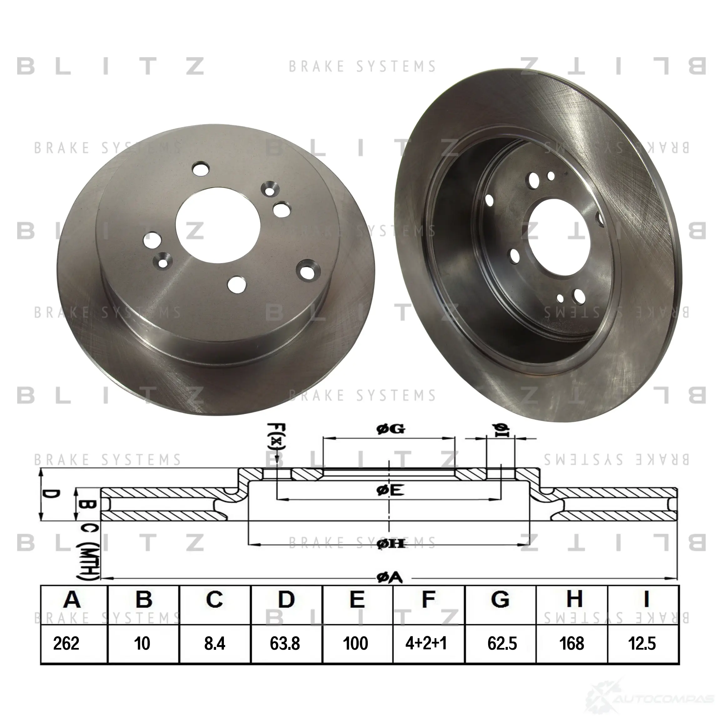 Тормозной диск задний сплошной BLITZ bs0255 1422986155 8S0L 9X6 изображение 0