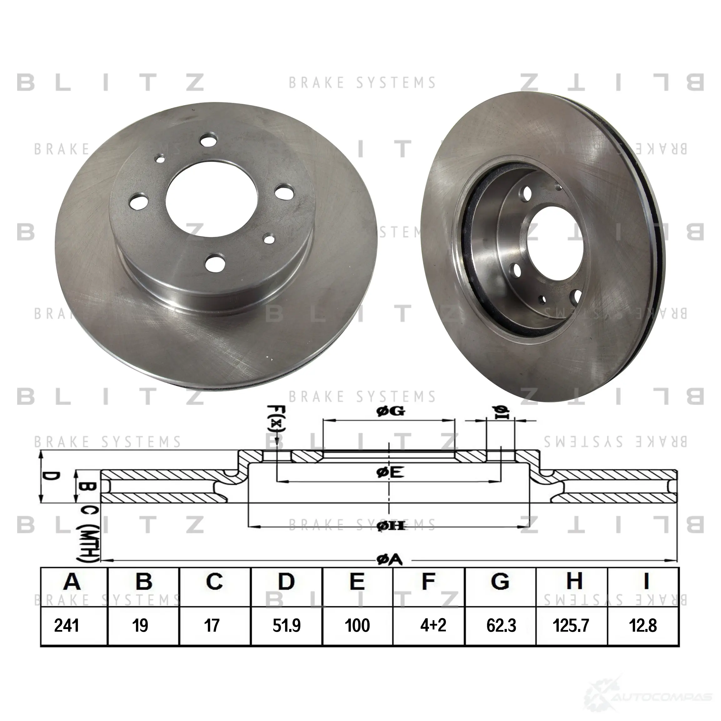 Тормозной диск передний вентилируемый BLITZ 6CWTTS 3 bs0256 1422986126 изображение 0