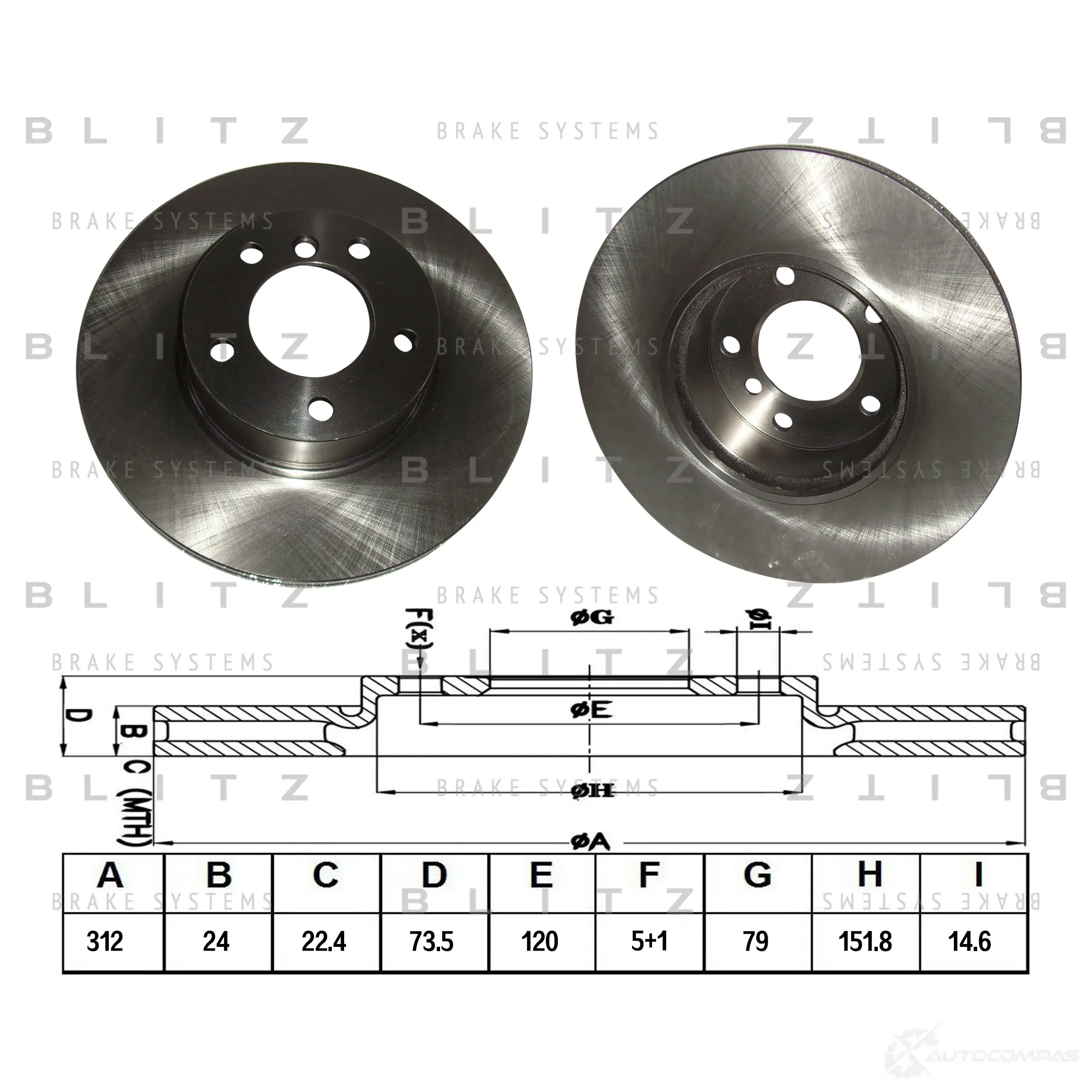 Тормозной диск передний вентилируемый BLITZ 5TZ CPDE 1422985855 bs0257 изображение 0