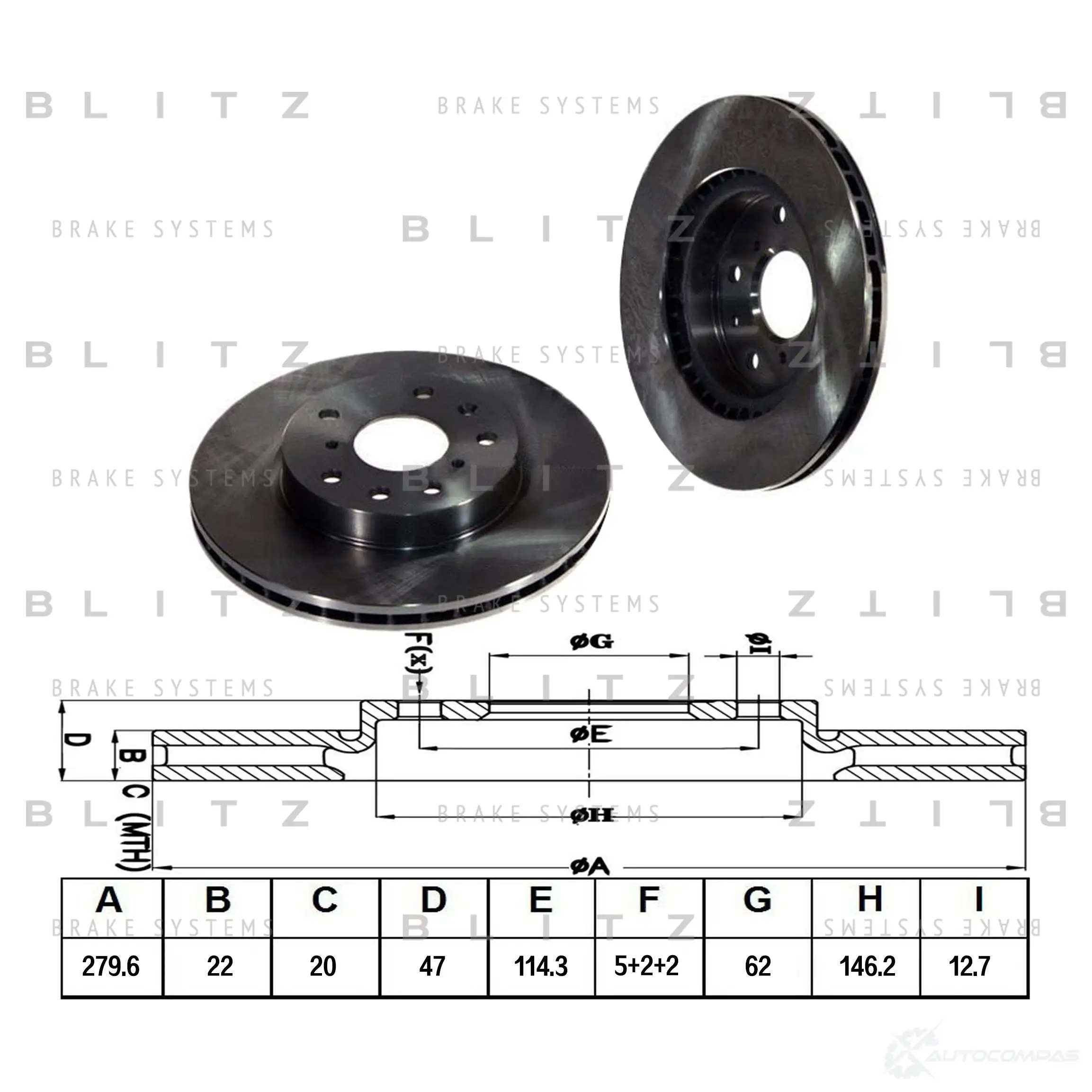 Тормозной диск передний вентилируемый BLITZ bs0265 C38DXE Q 1422985986 изображение 0