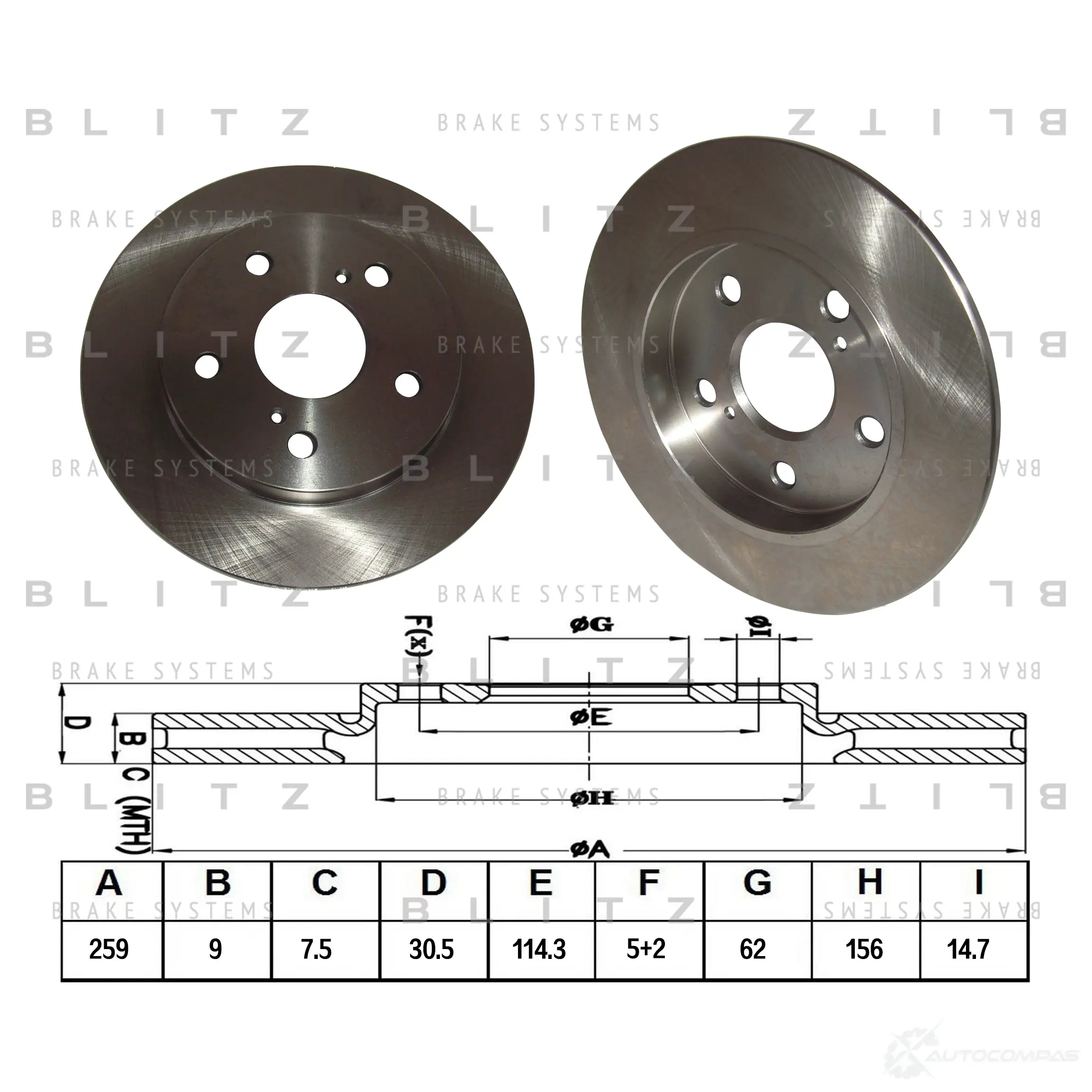 Тормозной диск задний сплошной BLITZ 1422986535 KLA5 1J bs0270 изображение 0