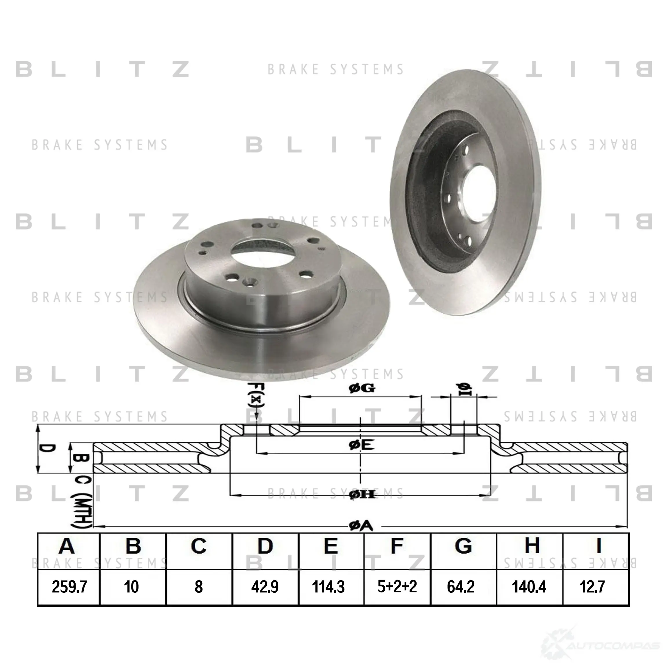Тормозной диск задний сплошной BLITZ 1422986095 G UNB7 bs0276 изображение 0