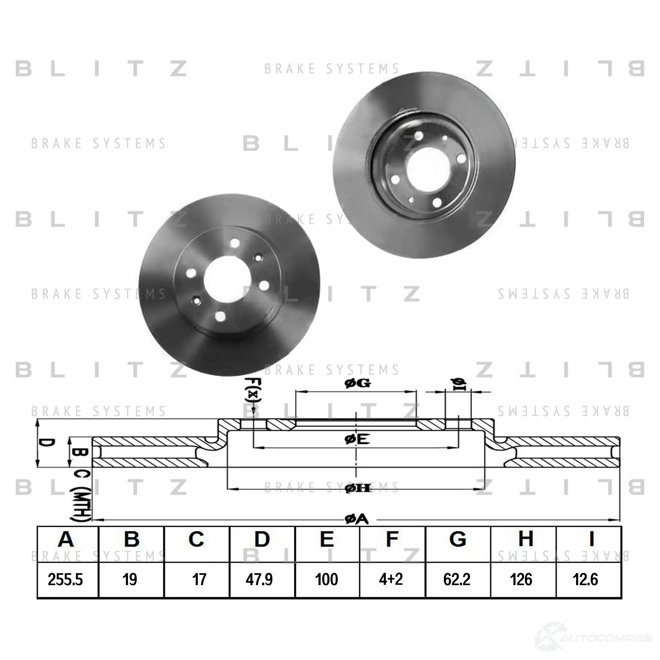 Тормозной диск передний вентилируемый BLITZ RD 3XYH8 1422986124 bs0280 изображение 0