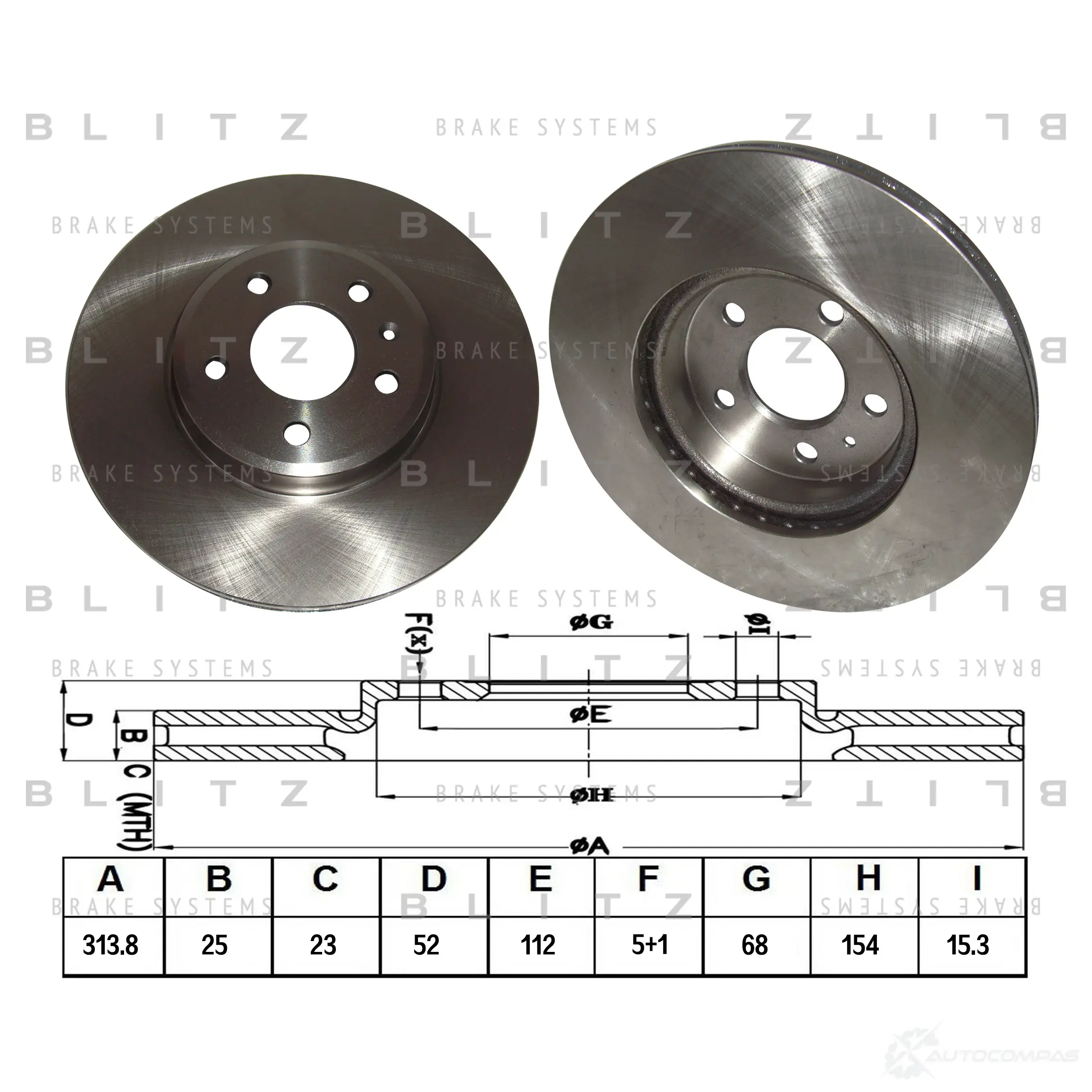 Тормозной диск передний вентилируемый BLITZ 1422986633 bs0282 UYDGW TN изображение 0