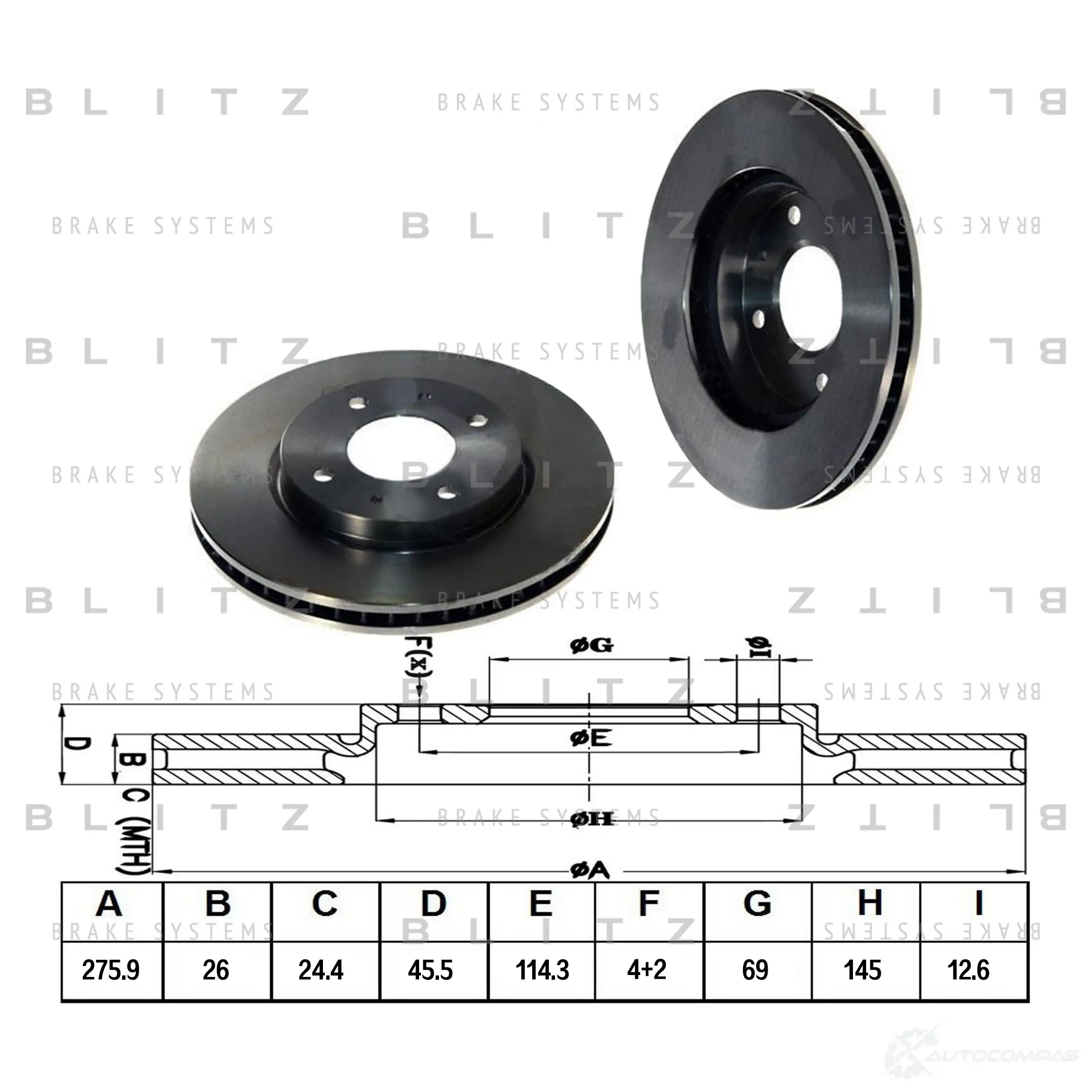 Тормозной диск передний вентилируемый BLITZ bs0284 1422986367 H EYGQJ изображение 0
