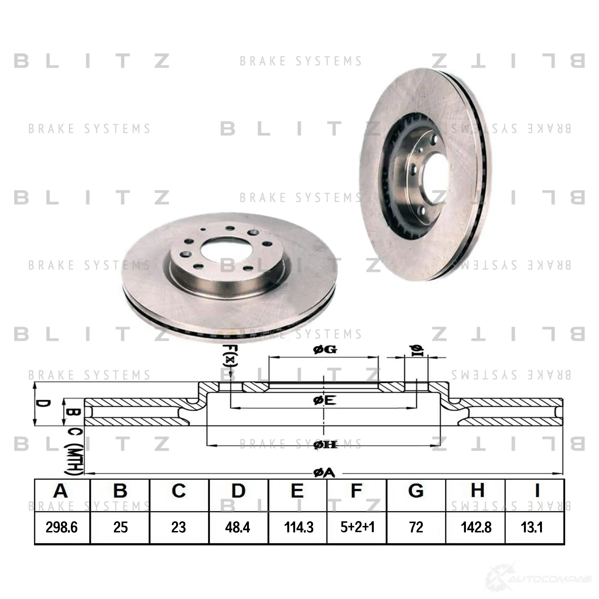 Тормозной диск передний вентилируемый BLITZ 1422986245 RYNR R bs0293 изображение 0