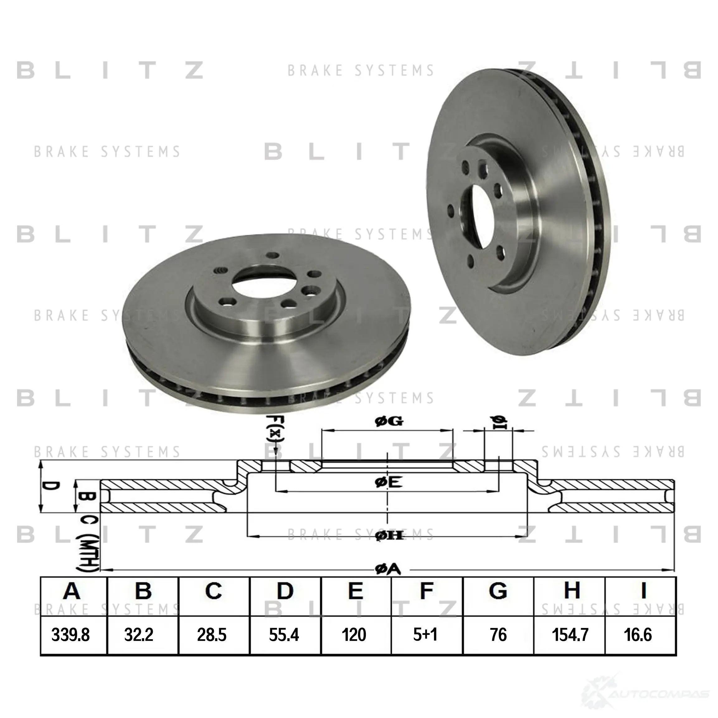 Тормозной диск передний вентилируемый BLITZ bs0295 1422986619 3P0C1I 6 изображение 0