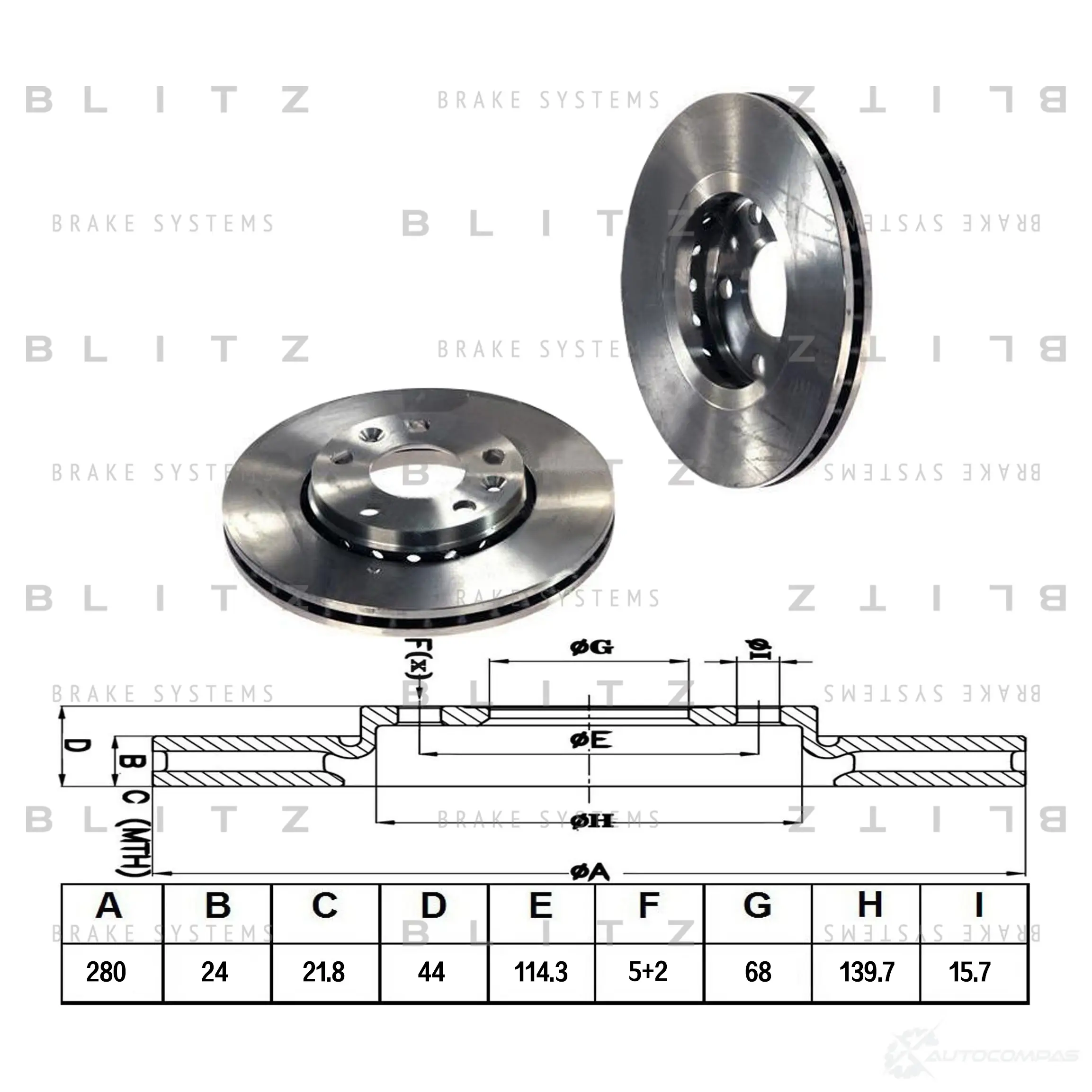 Тормозной диск передний вентилируемый BLITZ 0H 8X1UO 1422986457 bs0296 изображение 0