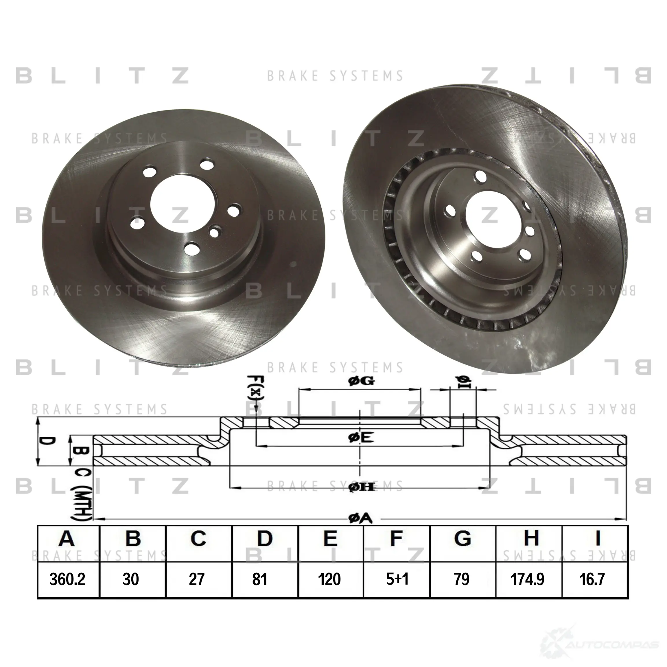 Тормозной диск передний вентилируемый BLITZ 45 3I20 bs0297 1422986203 изображение 0