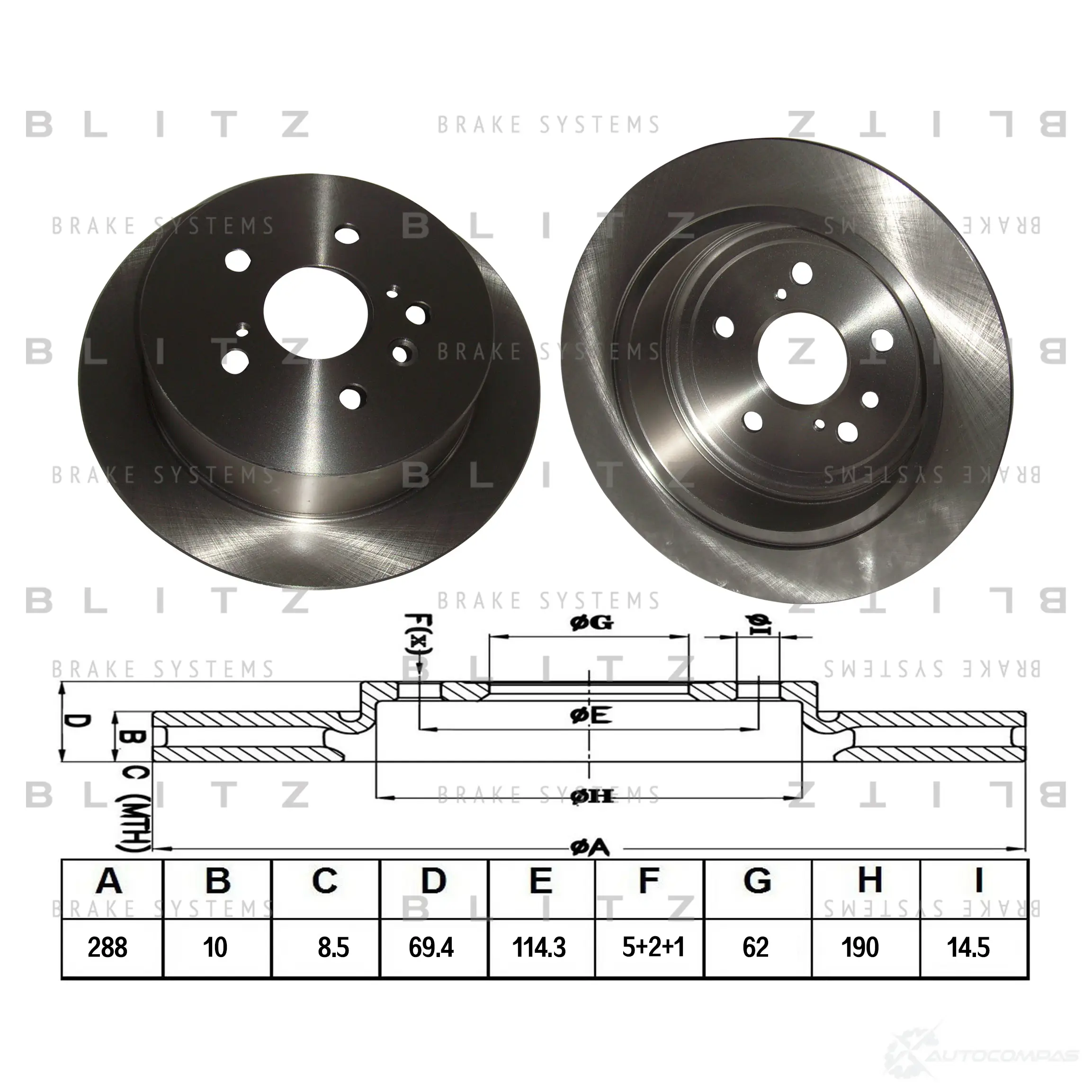 Тормозной диск задний сплошной BLITZ 1422986542 N5Q2W 0 bs0308 изображение 0